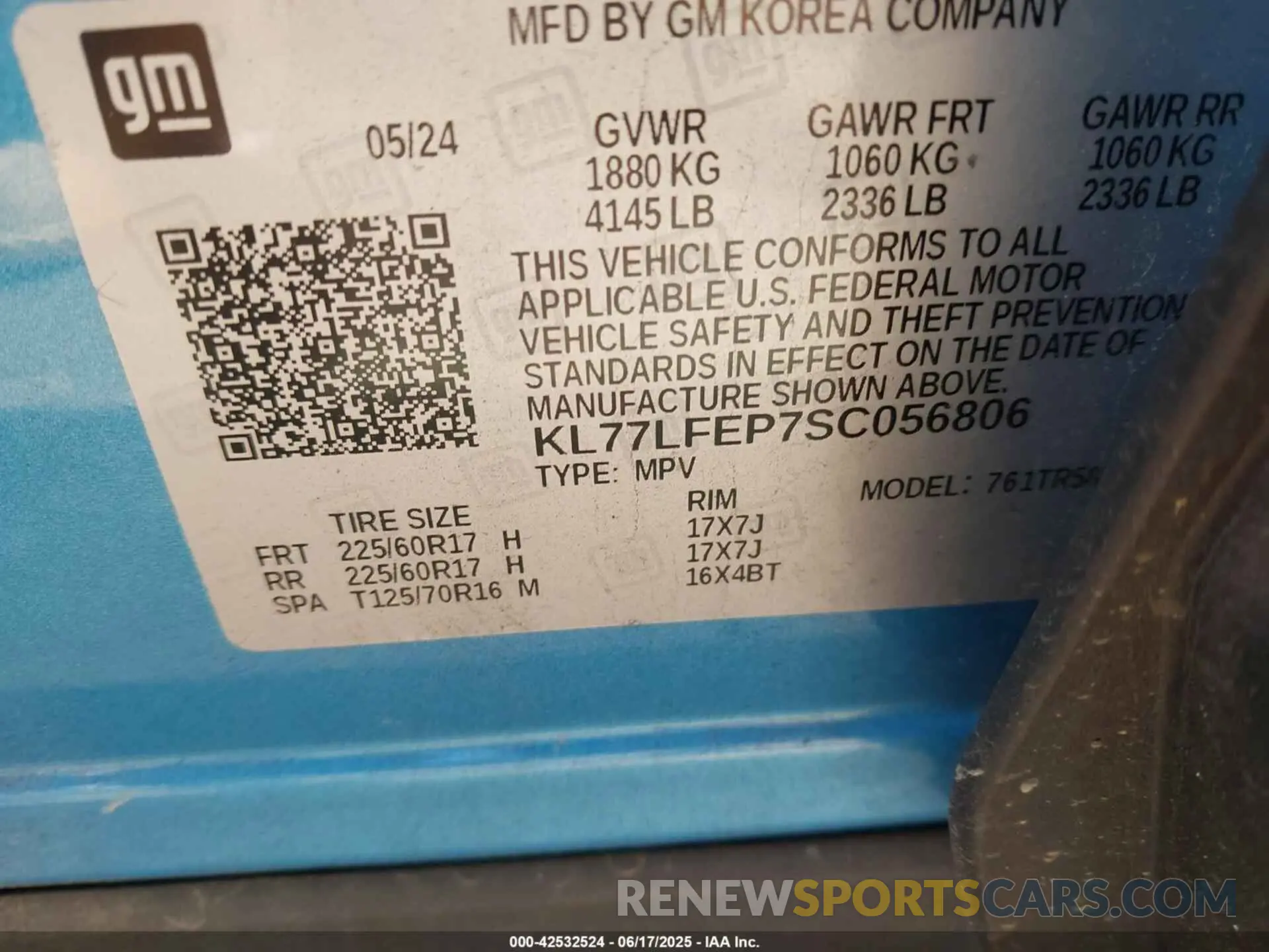 9 Photograph of a damaged car KL77LFEP7SC056806 CHEVROLET TRAX 2025