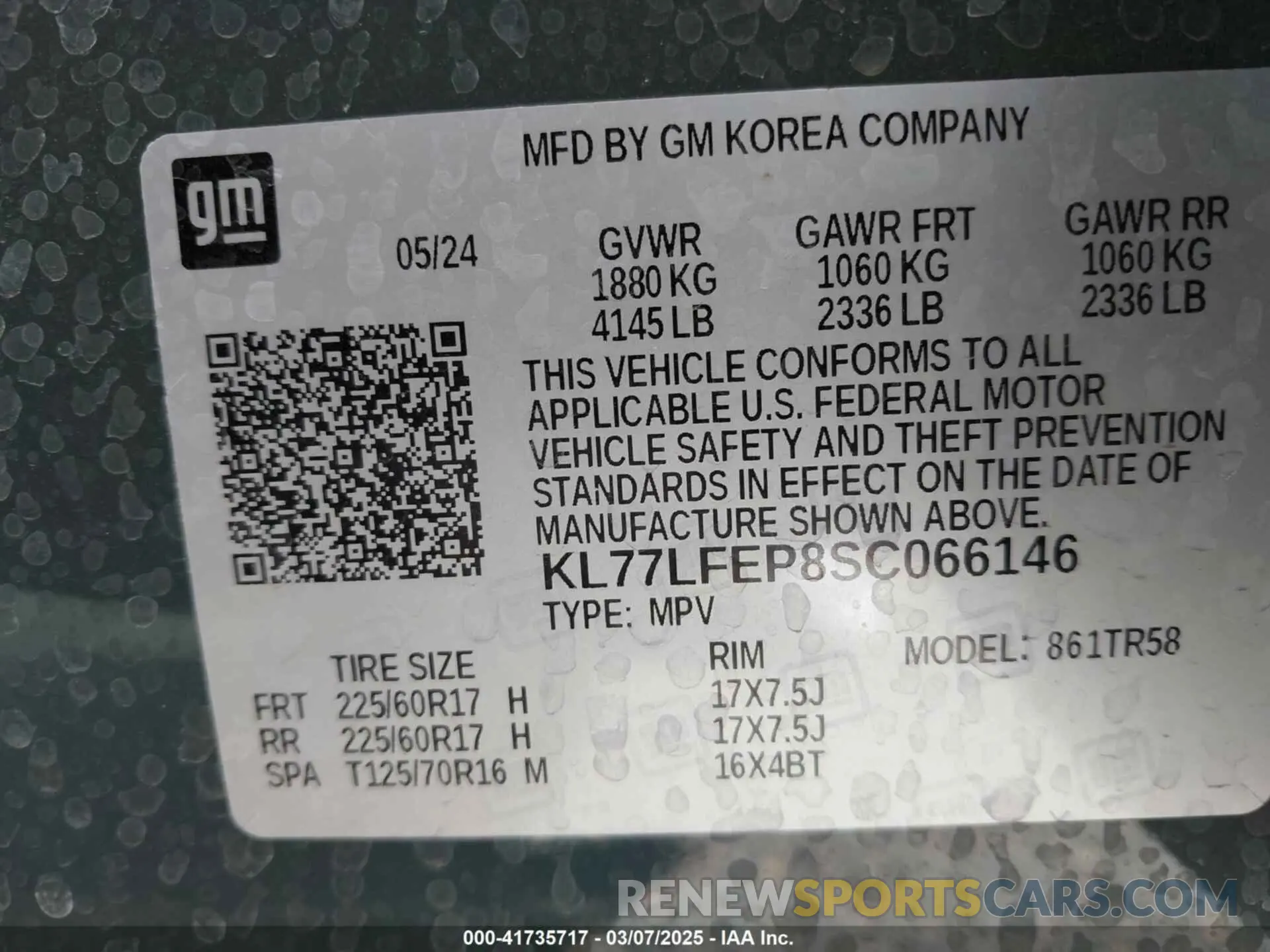 9 Photograph of a damaged car KL77LFEP8SC066146 CHEVROLET TRAX 2025
