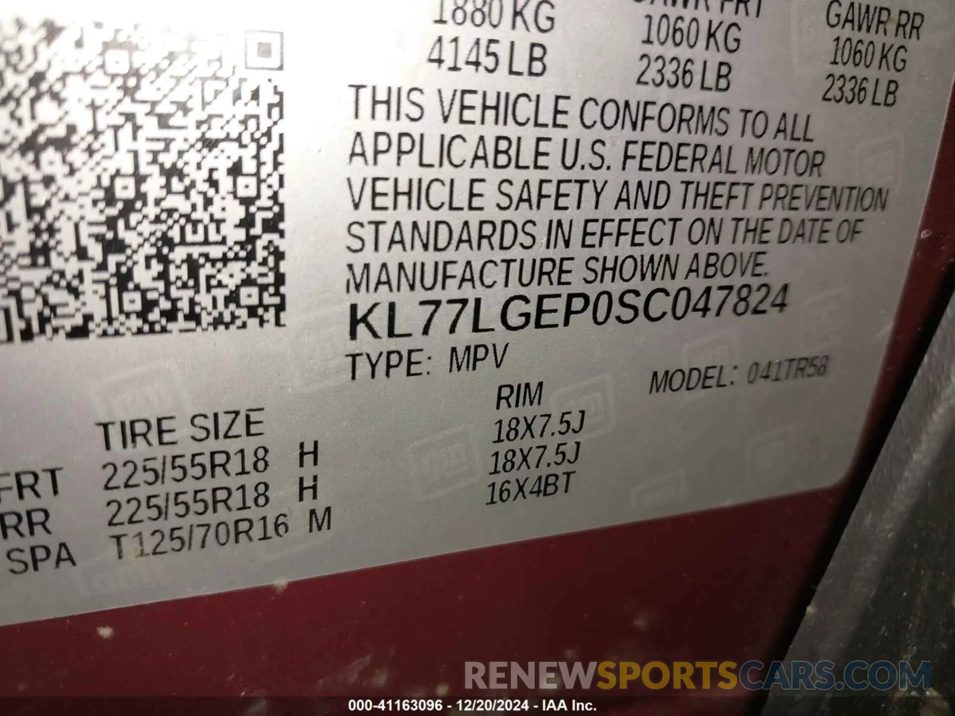 9 Photograph of a damaged car KL77LGEP0SC047824 CHEVROLET TRAX 2025