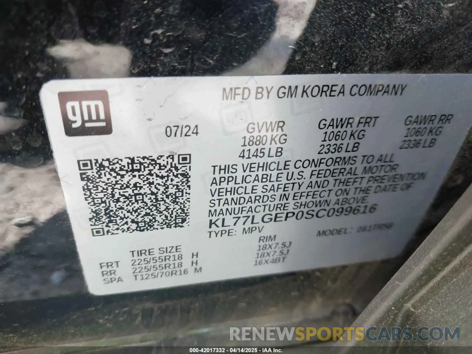 9 Photograph of a damaged car KL77LGEP0SC099616 CHEVROLET TRAX 2025