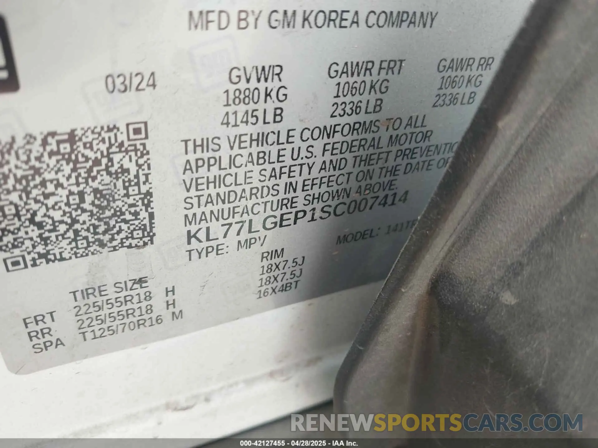 9 Photograph of a damaged car KL77LGEP1SC007414 CHEVROLET TRAX 2025