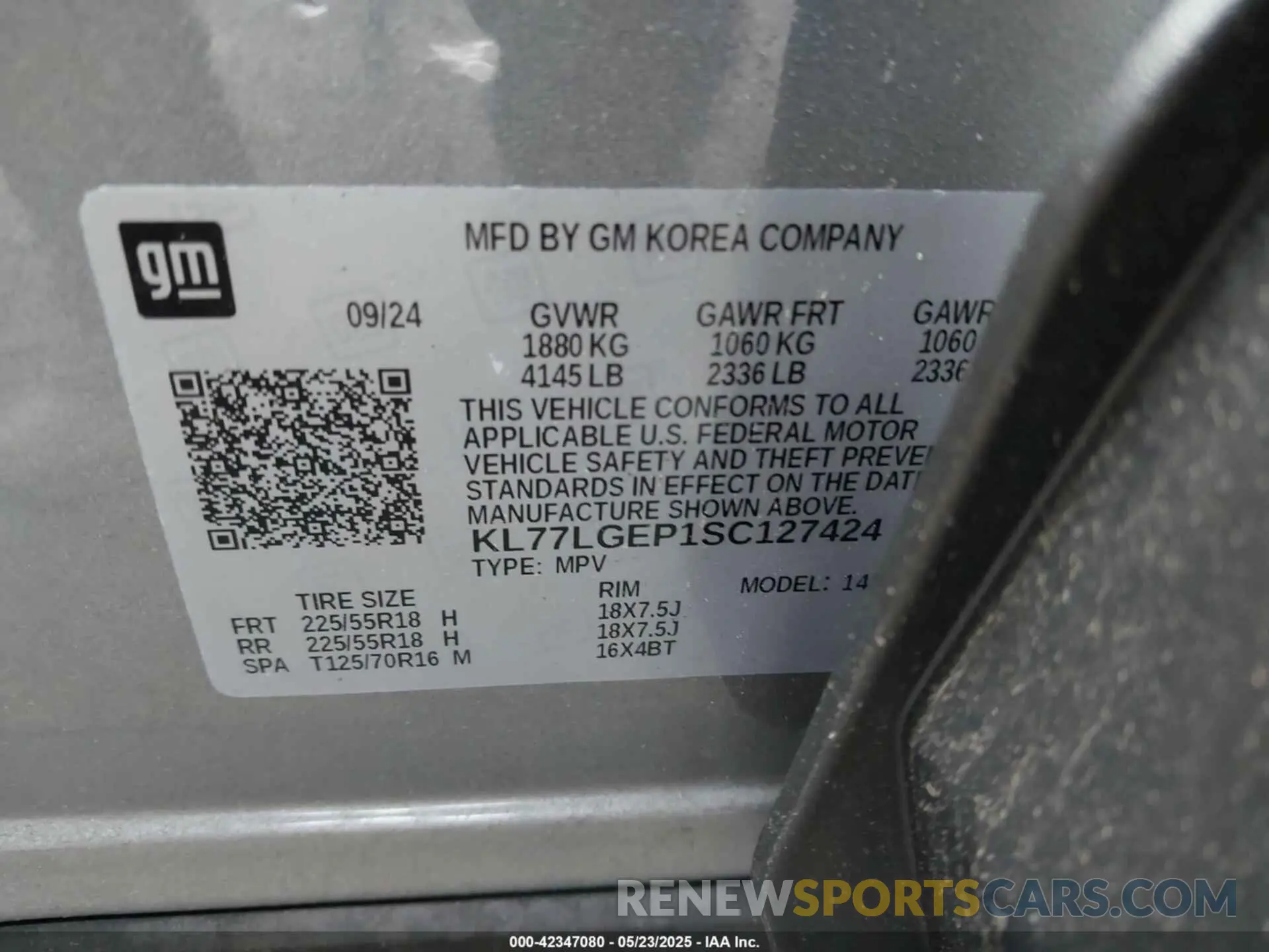 9 Photograph of a damaged car KL77LGEP1SC127424 CHEVROLET TRAX 2025