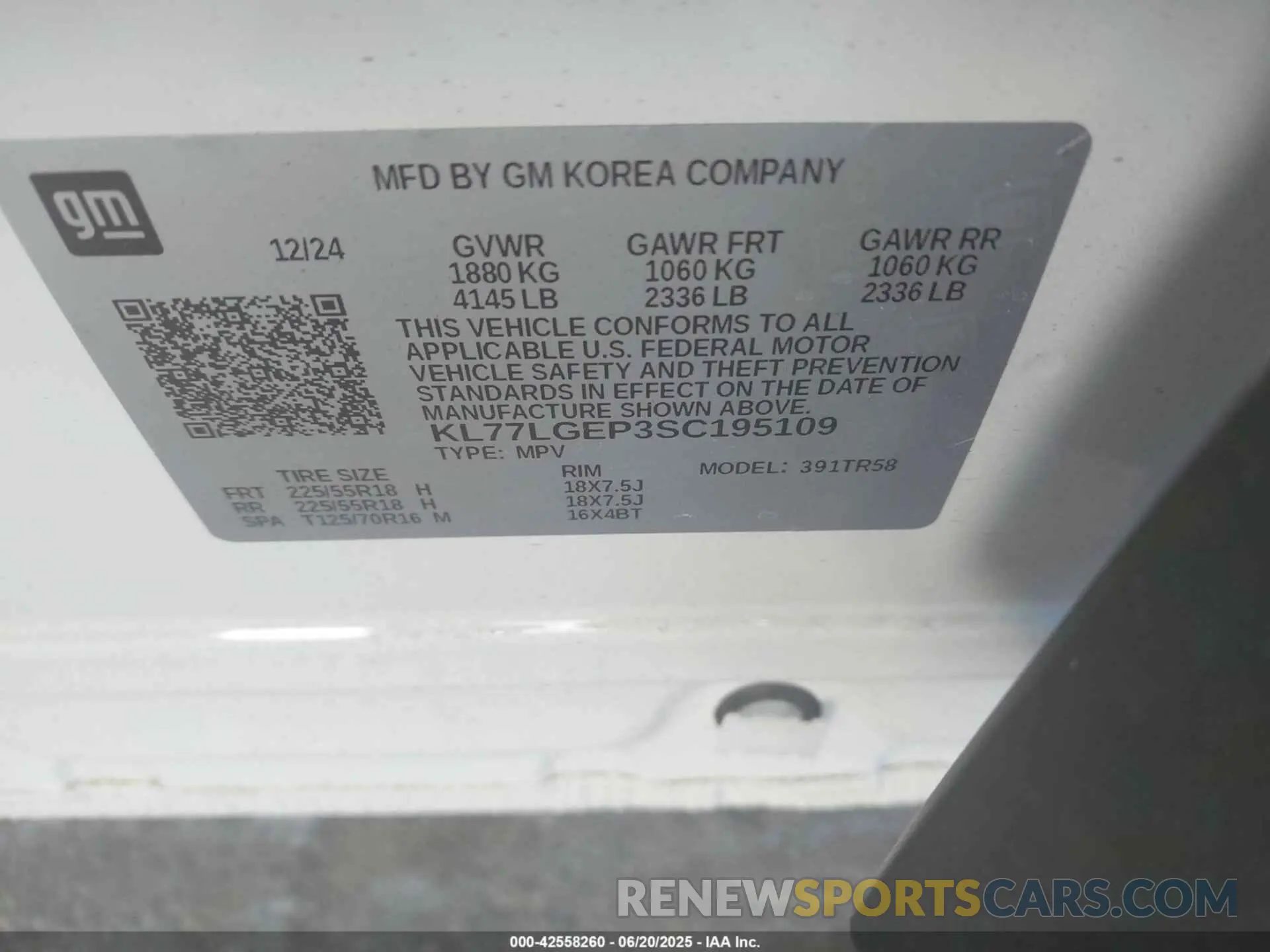 9 Photograph of a damaged car KL77LGEP3SC195109 CHEVROLET TRAX 2025