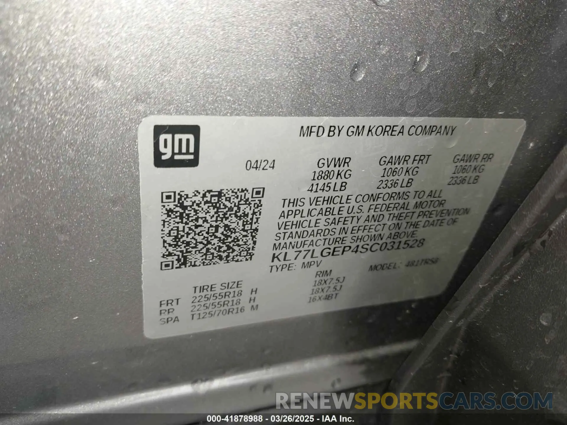 9 Photograph of a damaged car KL77LGEP4SC031528 CHEVROLET TRAX 2025