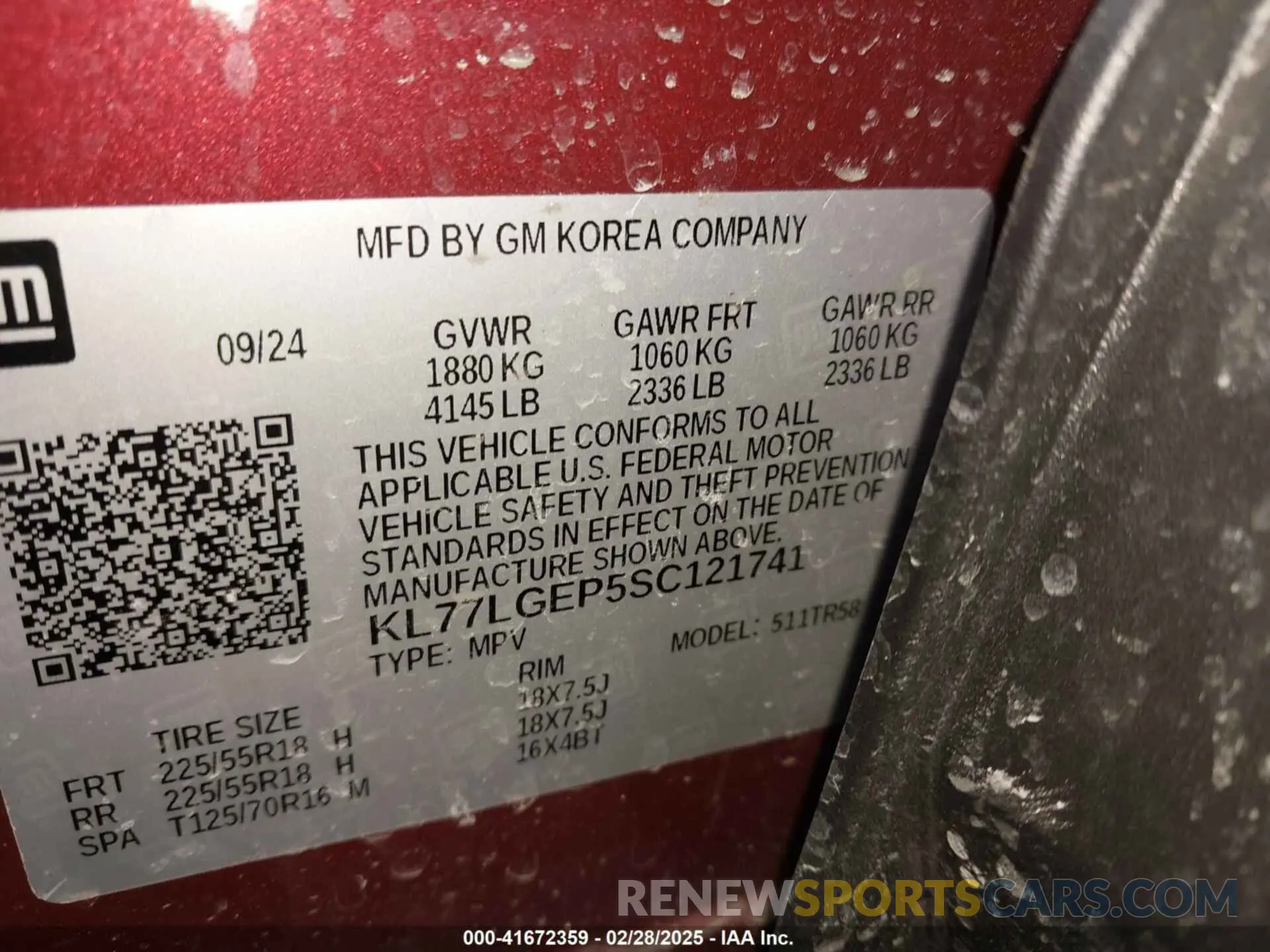 9 Photograph of a damaged car KL77LGEP5SC121741 CHEVROLET TRAX 2025
