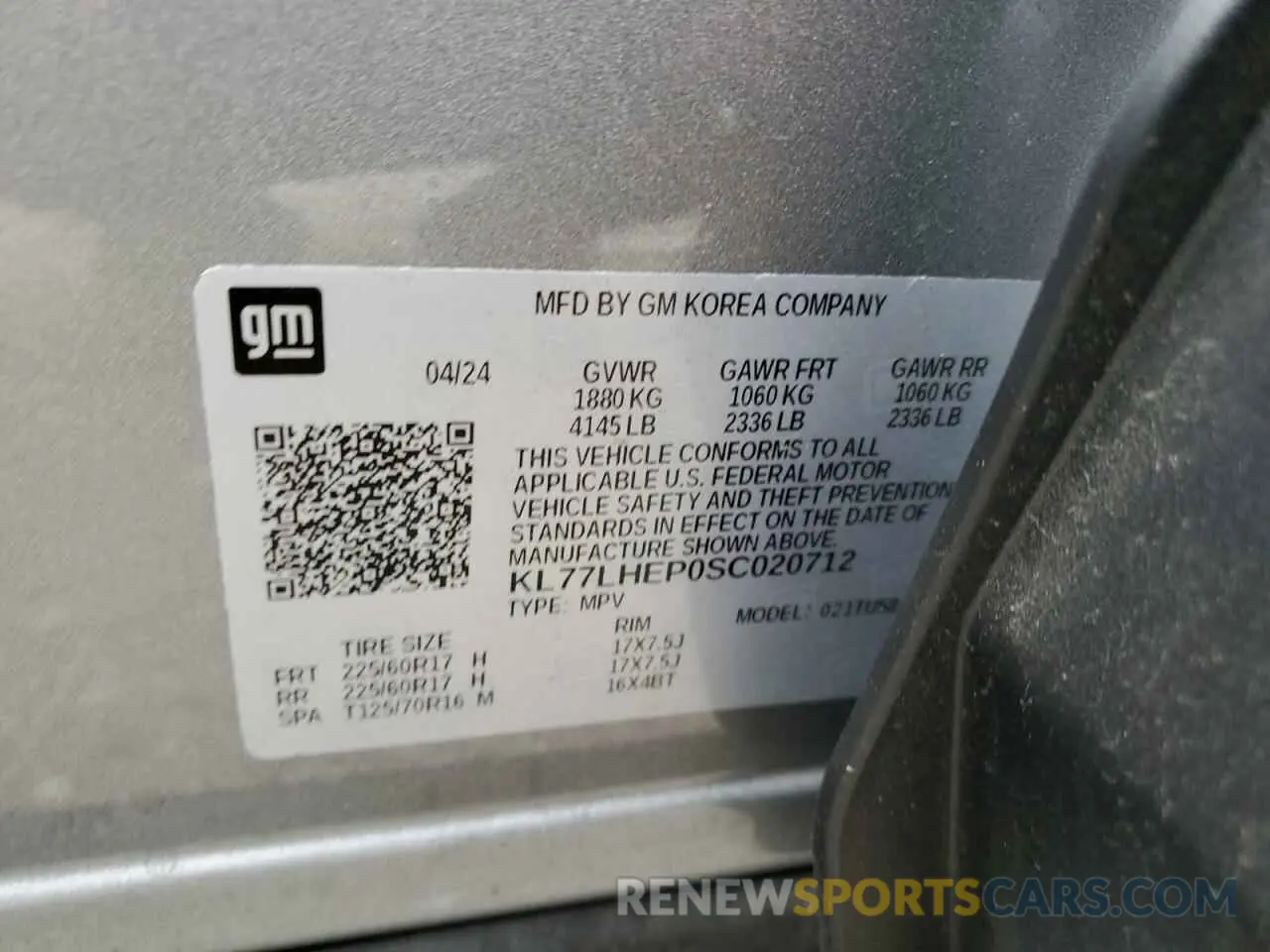 14 Photograph of a damaged car KL77LHEP0SC020712 CHEVROLET TRAX 2025