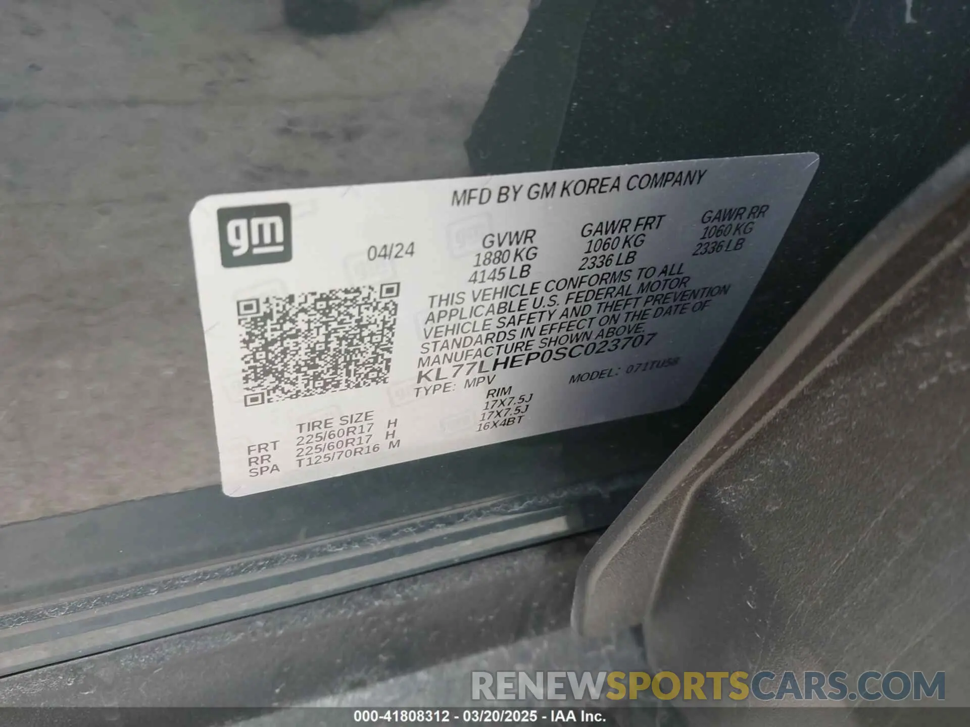 9 Photograph of a damaged car KL77LHEP0SC023707 CHEVROLET TRAX 2025