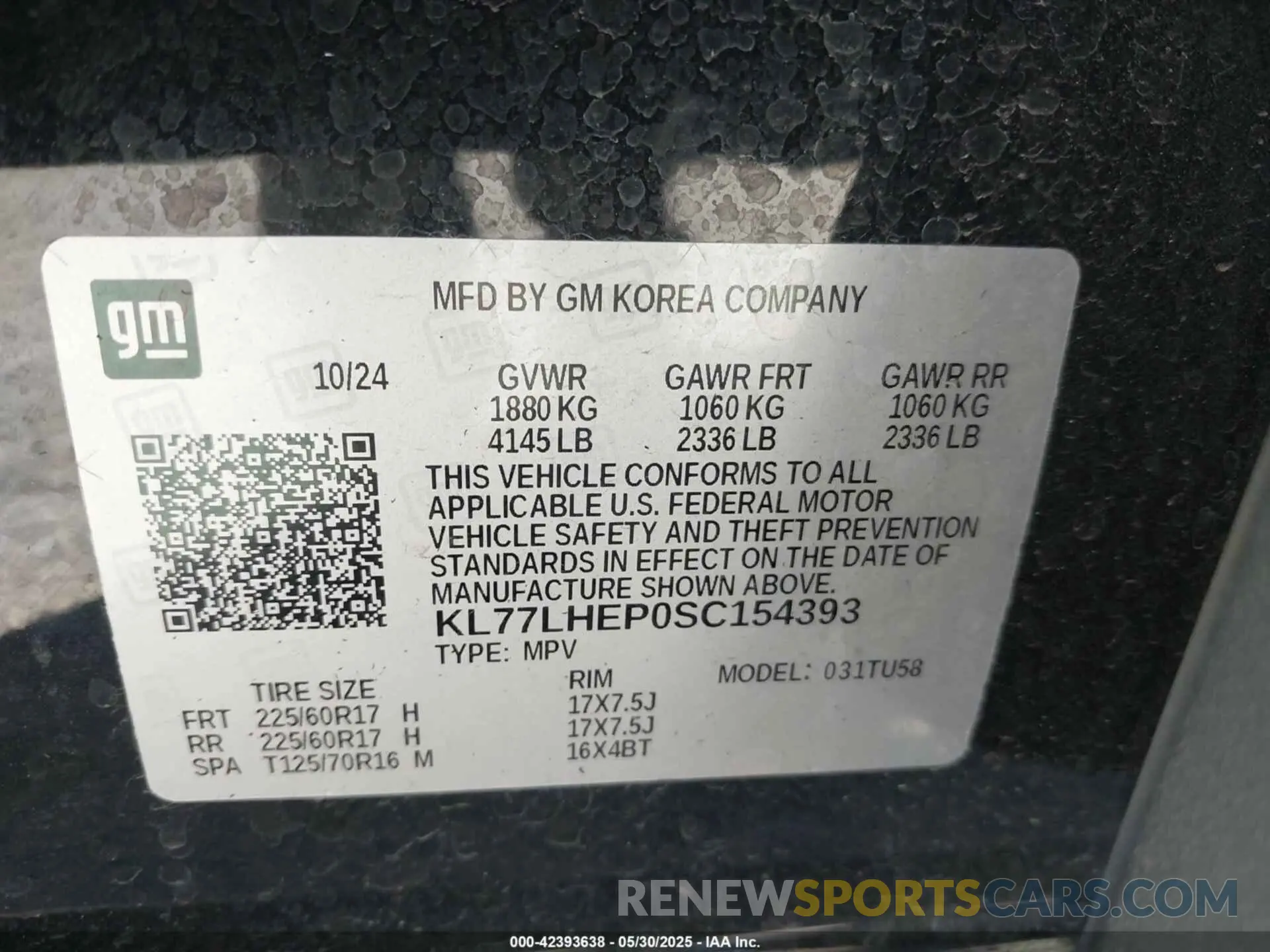 9 Photograph of a damaged car KL77LHEP0SC154393 CHEVROLET TRAX 2025