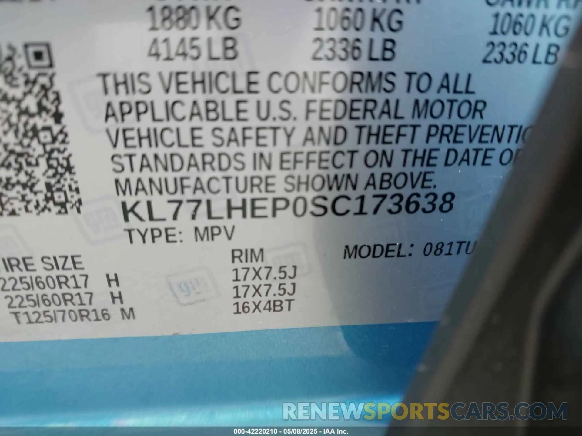 9 Photograph of a damaged car KL77LHEP0SC173638 CHEVROLET TRAX 2025