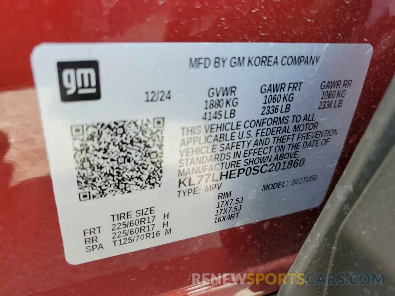 13 Photograph of a damaged car KL77LHEP0SC201860 CHEVROLET TRAX 2025