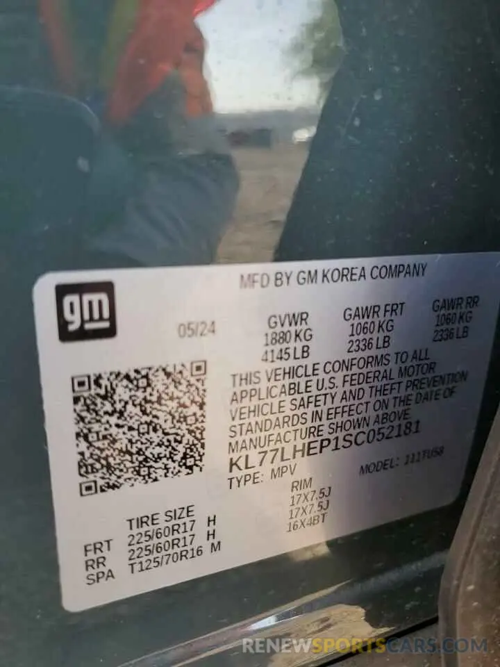14 Photograph of a damaged car KL77LHEP1SC052181 CHEVROLET TRAX 2025