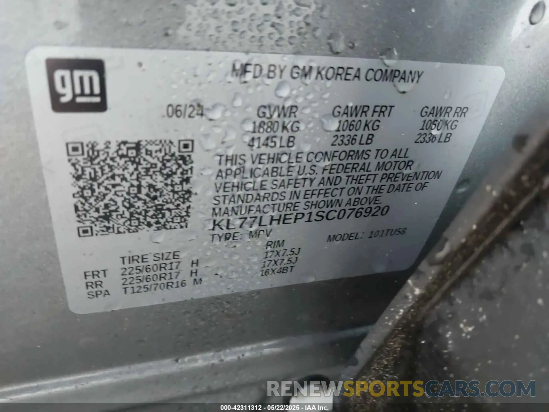 9 Photograph of a damaged car KL77LHEP1SC076920 CHEVROLET TRAX 2025
