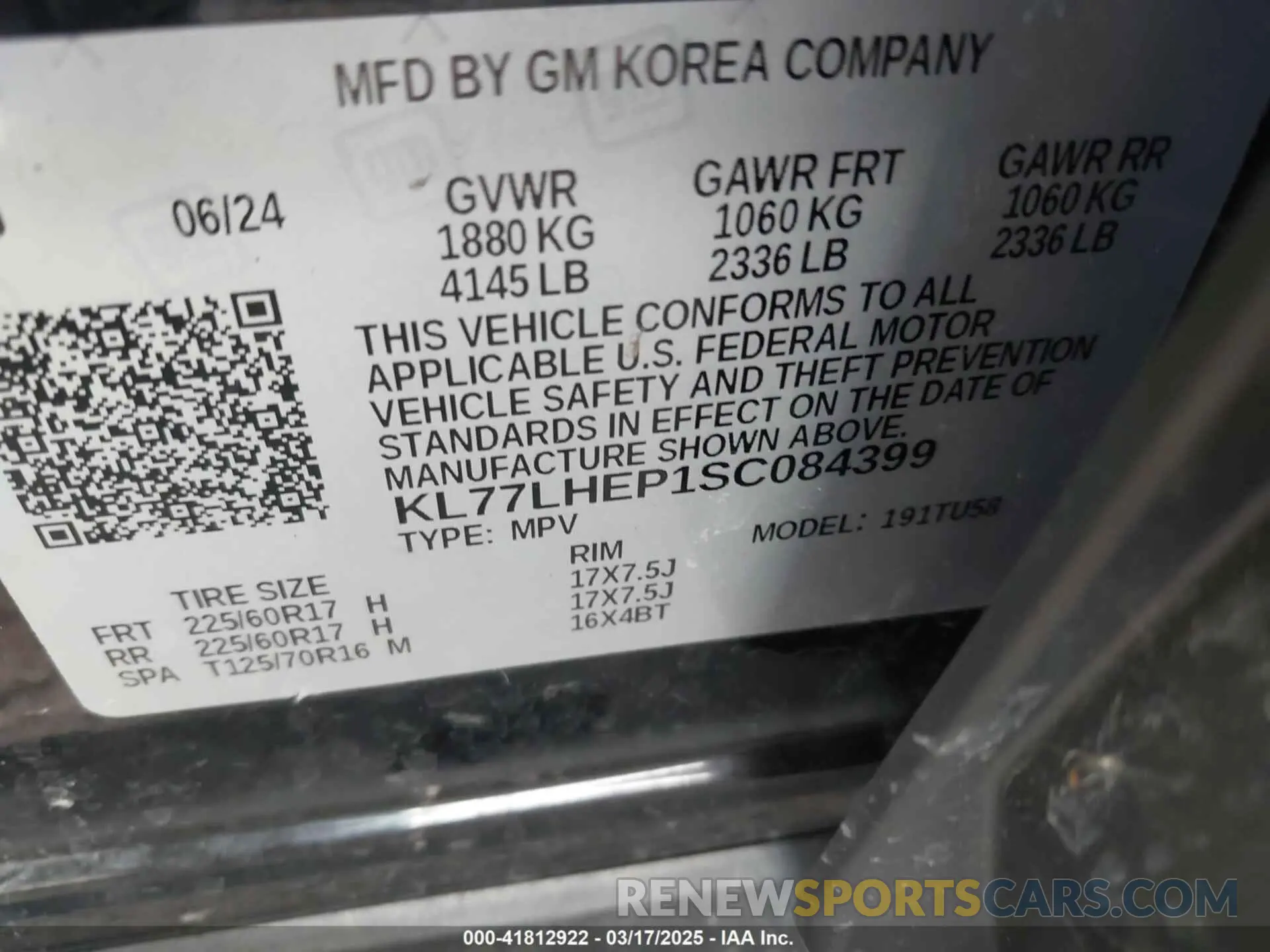 9 Photograph of a damaged car KL77LHEP1SC084399 CHEVROLET TRAX 2025