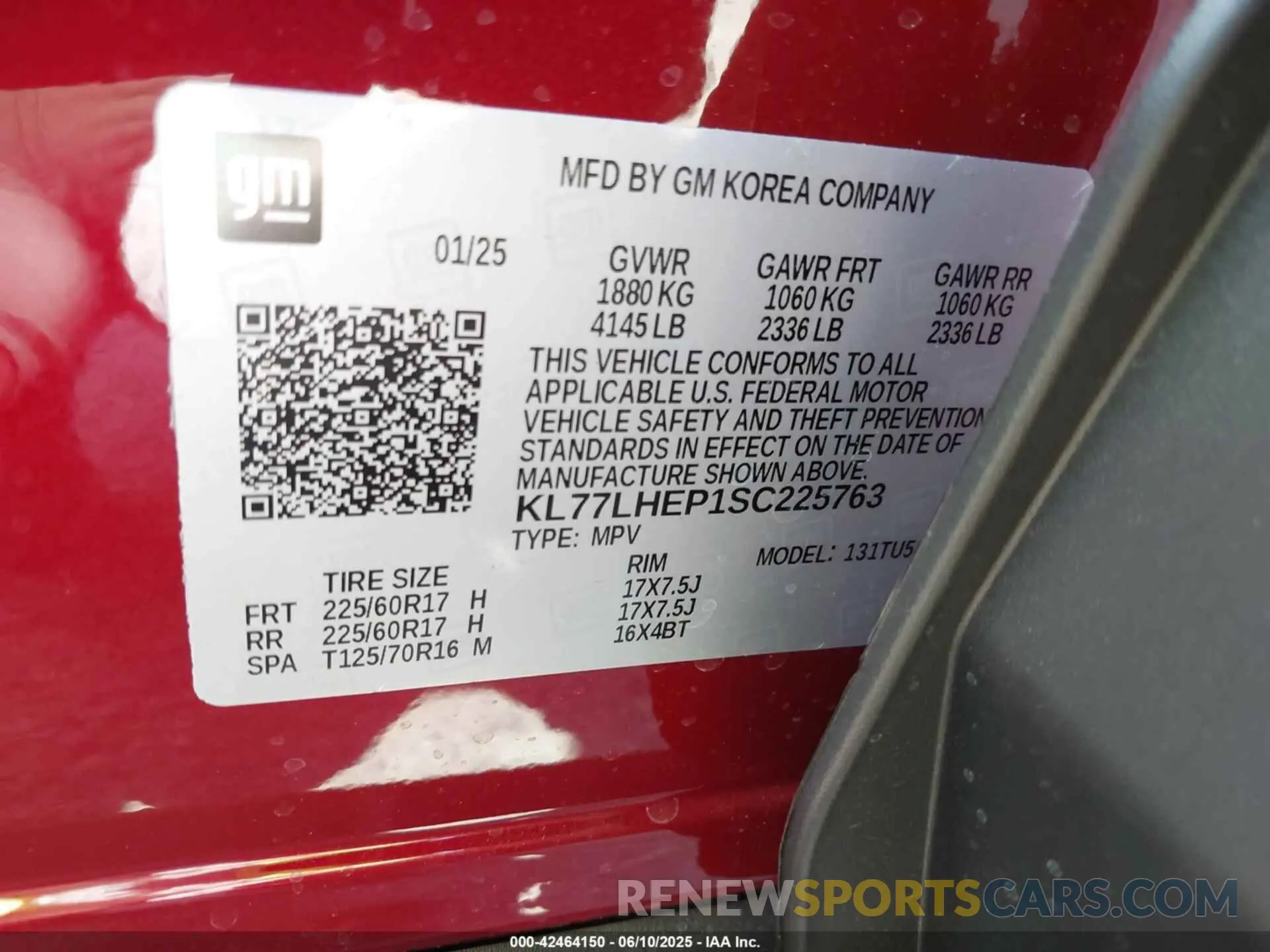 9 Photograph of a damaged car KL77LHEP1SC225763 CHEVROLET TRAX 2025