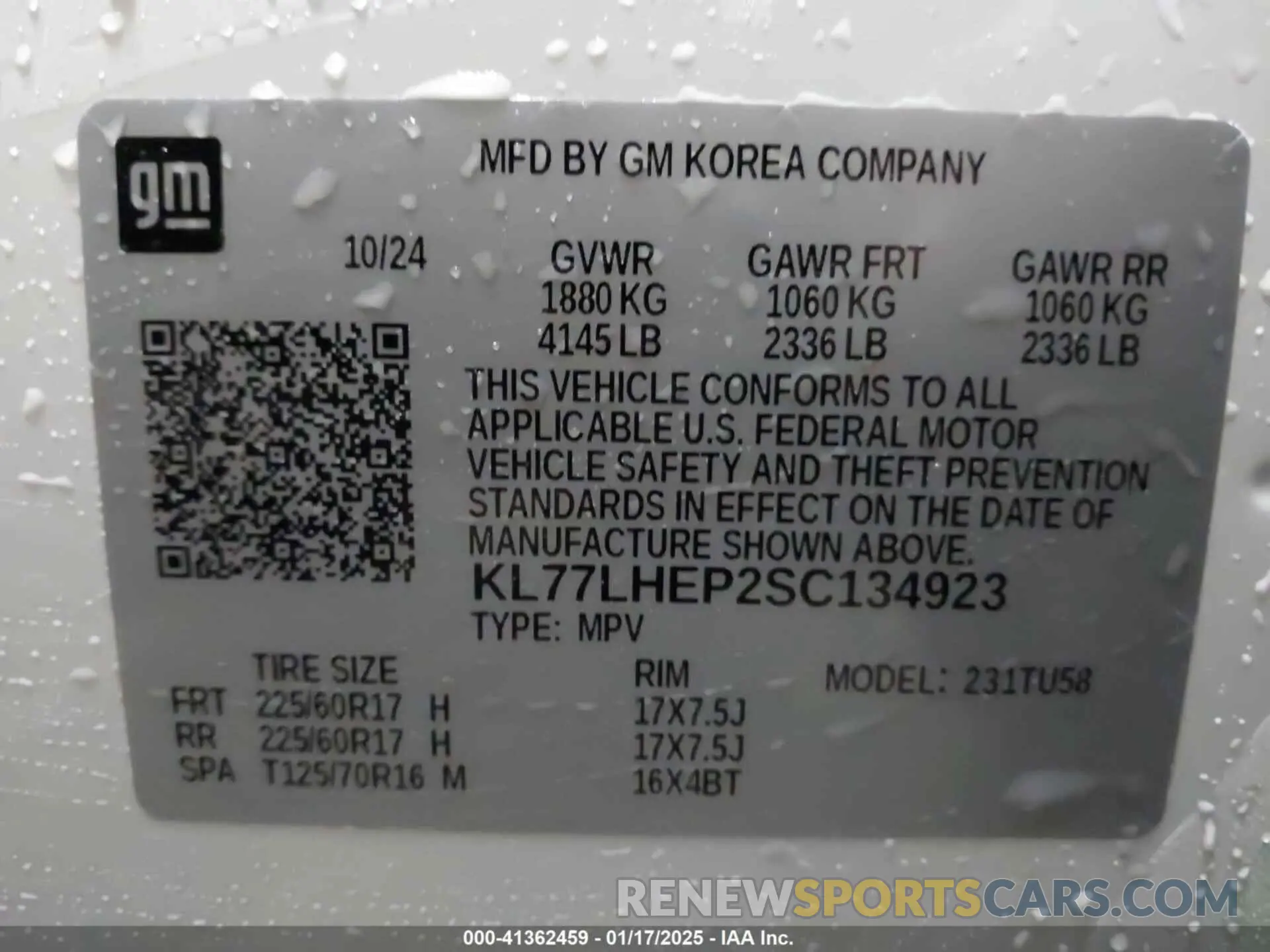 9 Photograph of a damaged car KL77LHEP2SC134923 CHEVROLET TRAX 2025