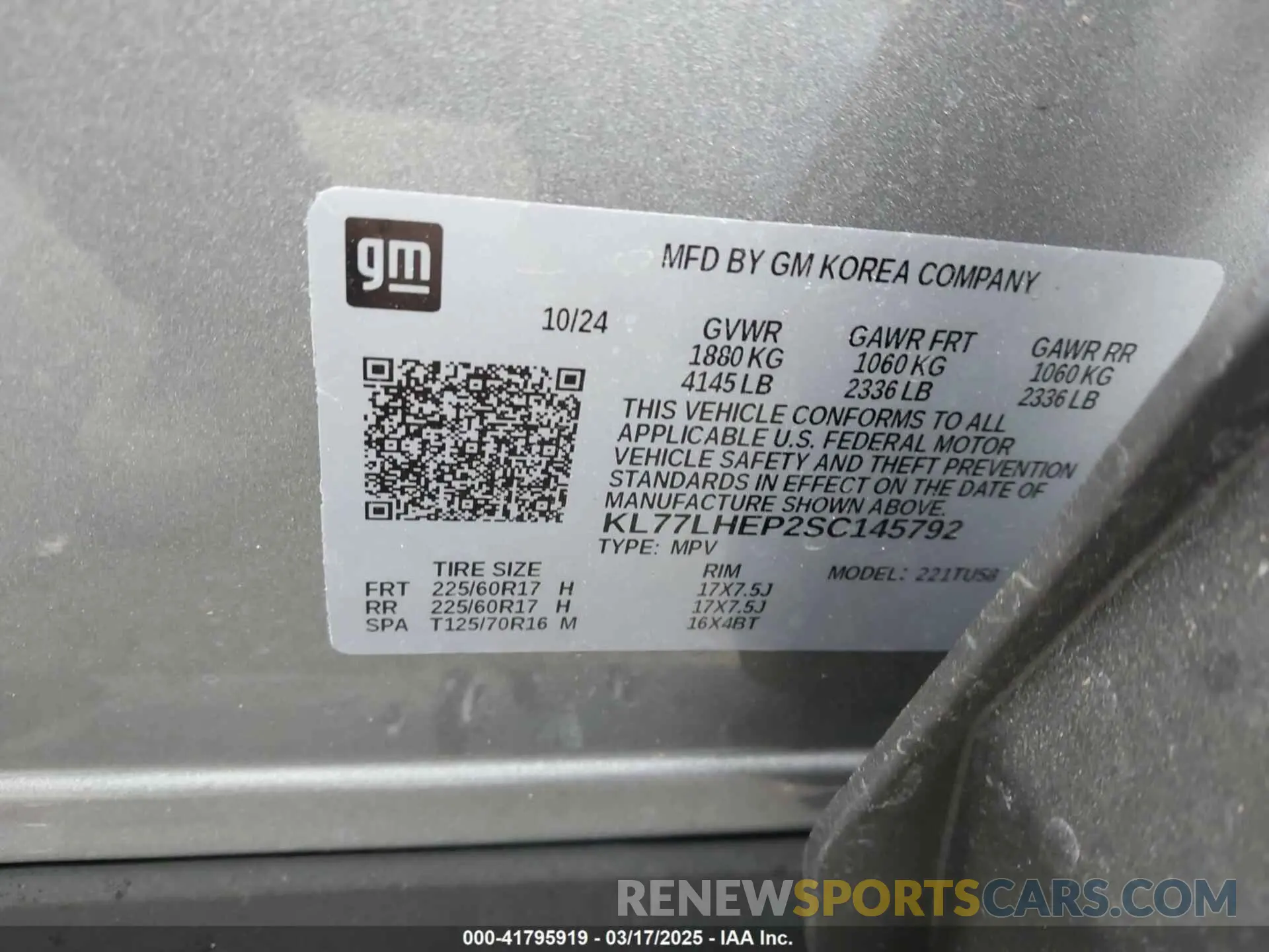 9 Photograph of a damaged car KL77LHEP2SC145792 CHEVROLET TRAX 2025