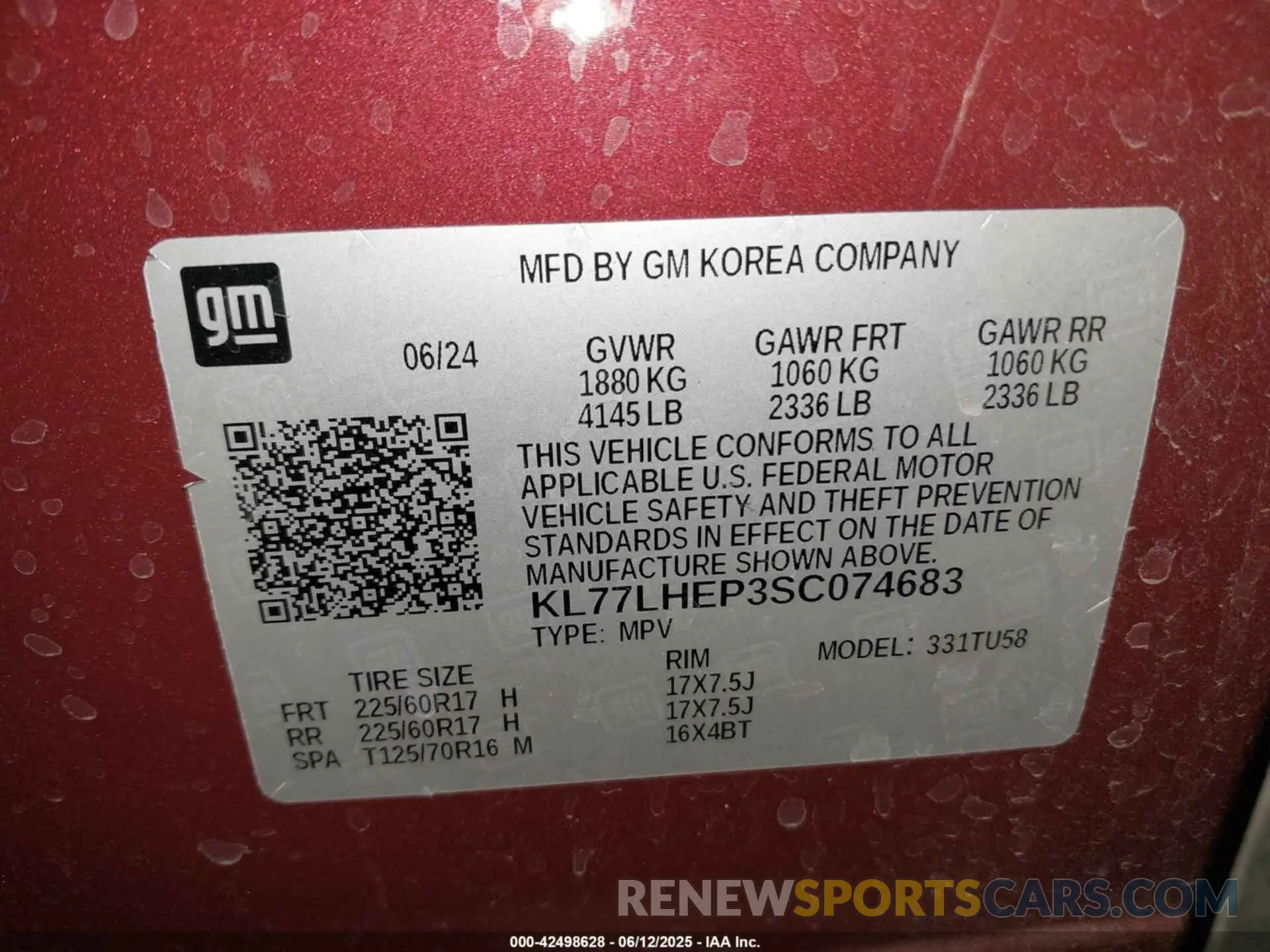 9 Photograph of a damaged car KL77LHEP3SC074683 CHEVROLET TRAX 2025