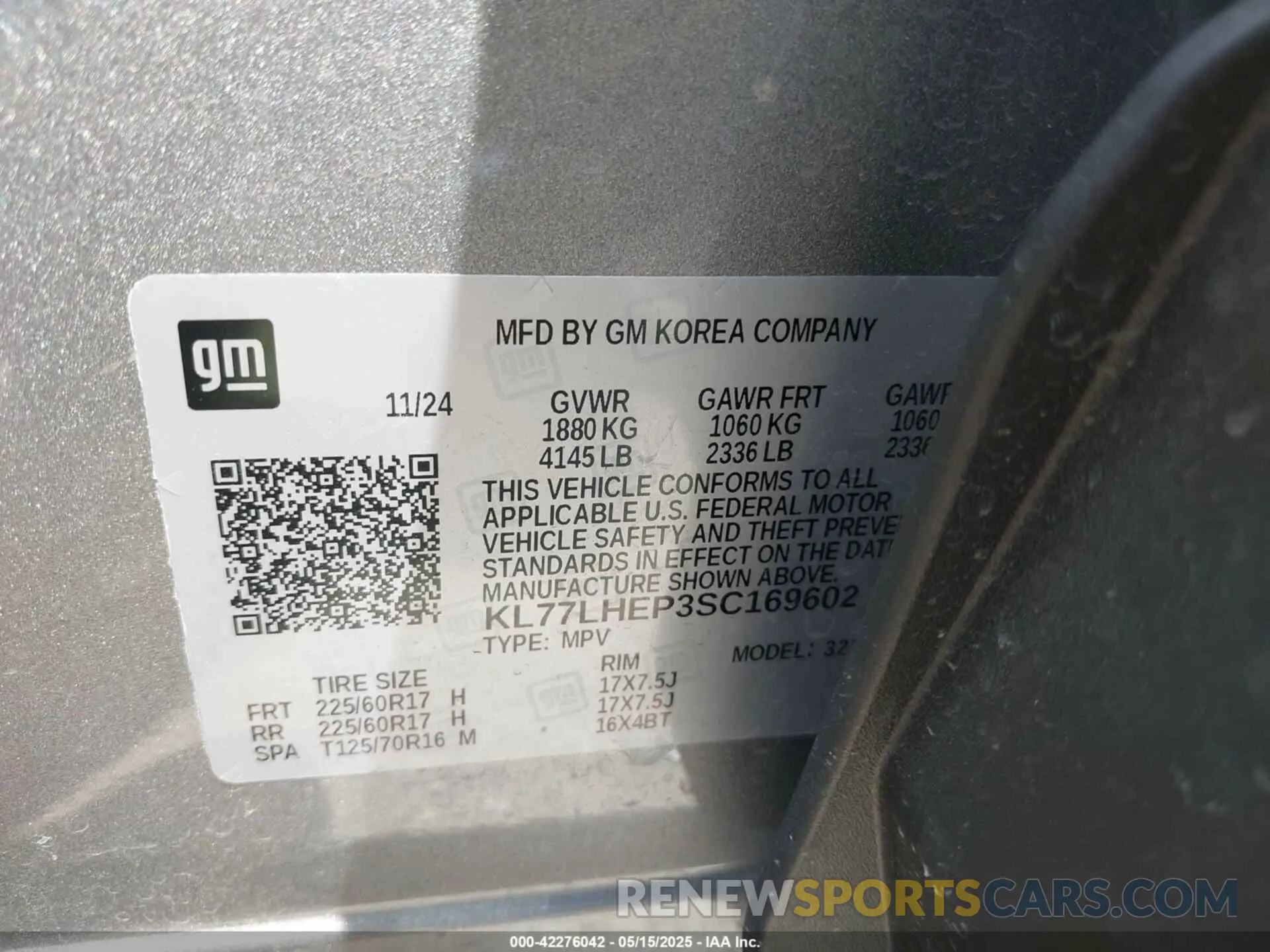 9 Photograph of a damaged car KL77LHEP3SC169602 CHEVROLET TRAX 2025