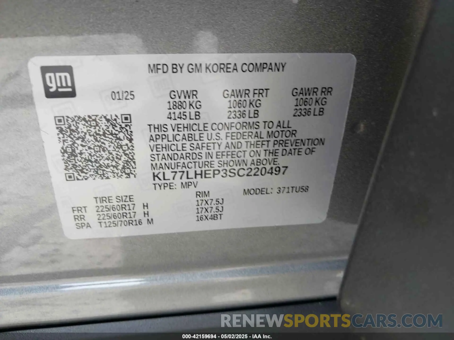 9 Photograph of a damaged car KL77LHEP3SC220497 CHEVROLET TRAX 2025