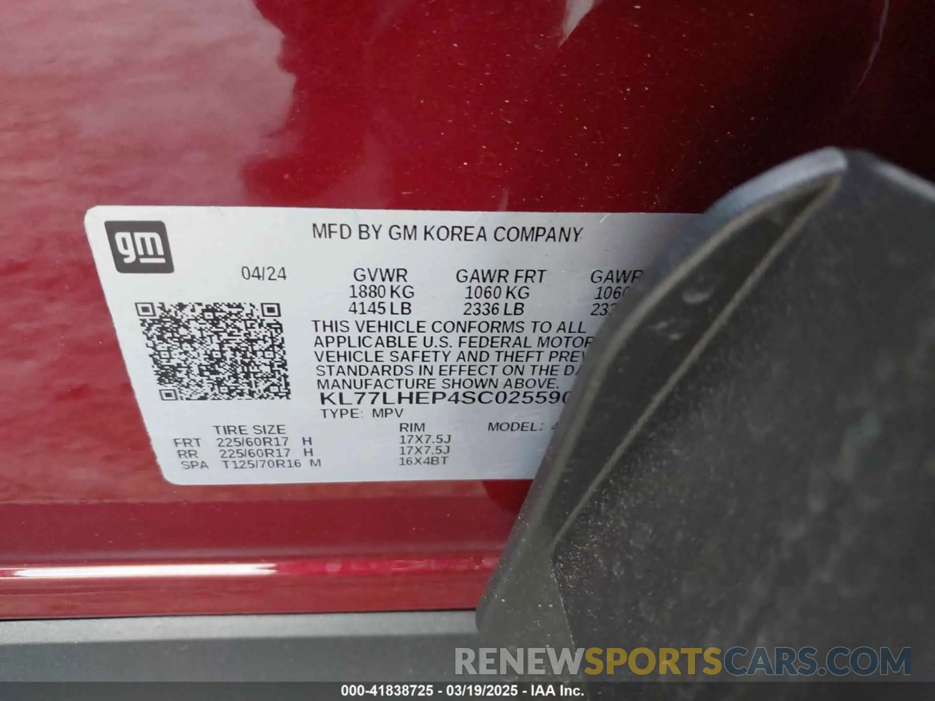 9 Photograph of a damaged car KL77LHEP4SC025590 CHEVROLET TRAX 2025