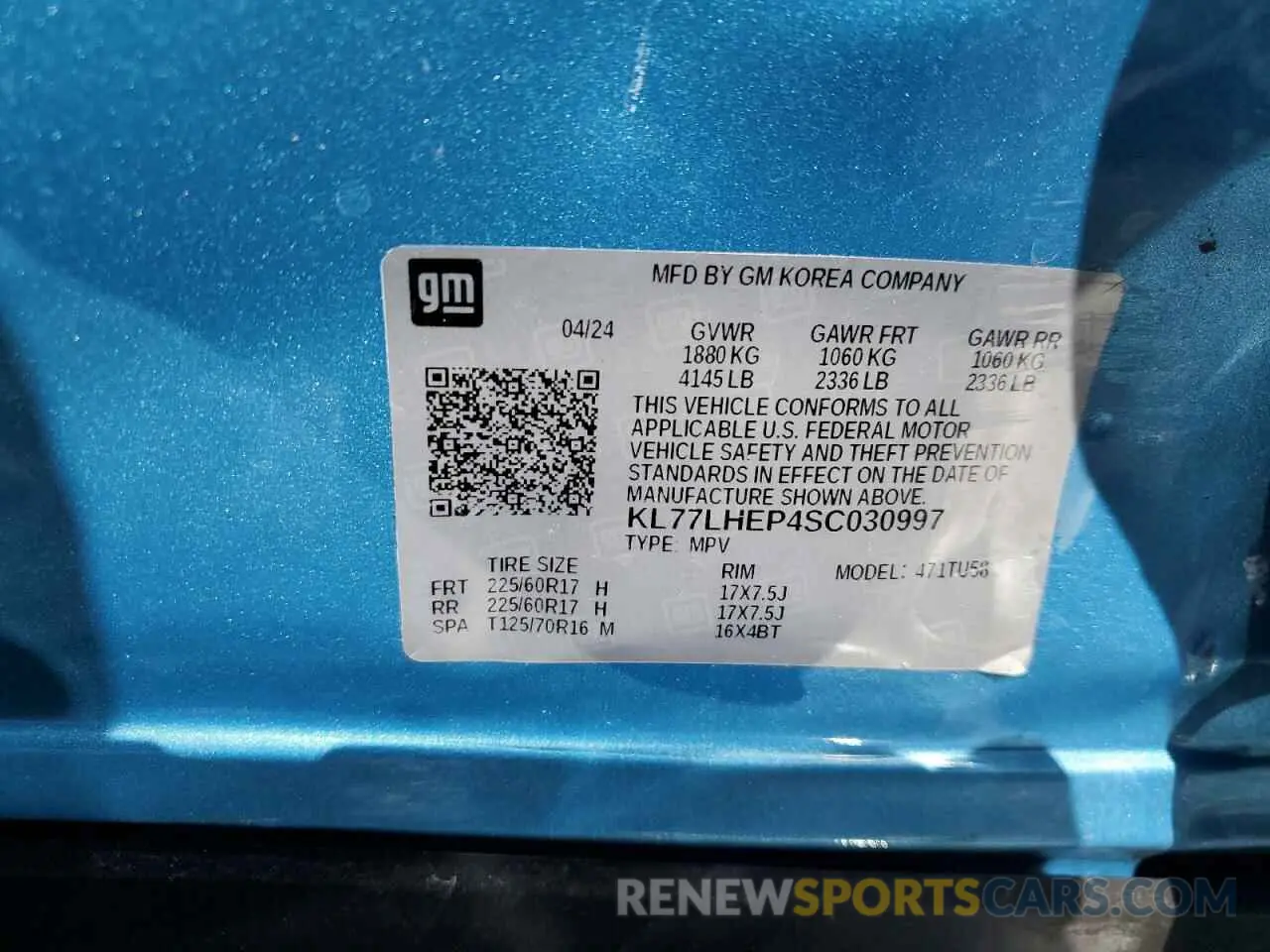 13 Photograph of a damaged car KL77LHEP4SC030997 CHEVROLET TRAX 2025