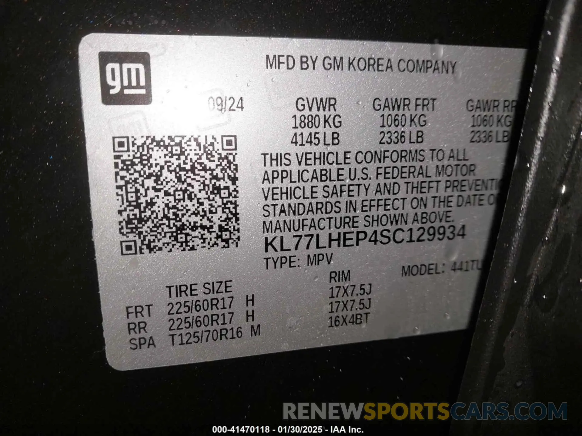 9 Photograph of a damaged car KL77LHEP4SC129934 CHEVROLET TRAX 2025