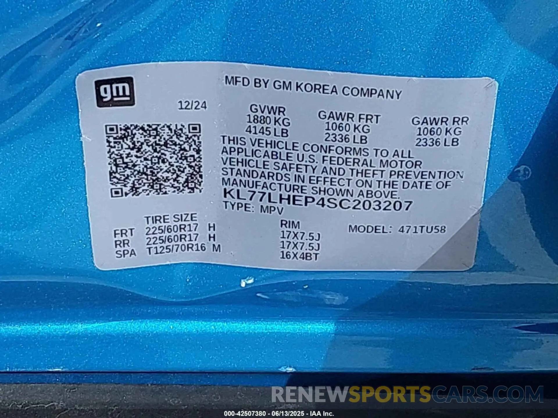 9 Photograph of a damaged car KL77LHEP4SC203207 CHEVROLET TRAX 2025