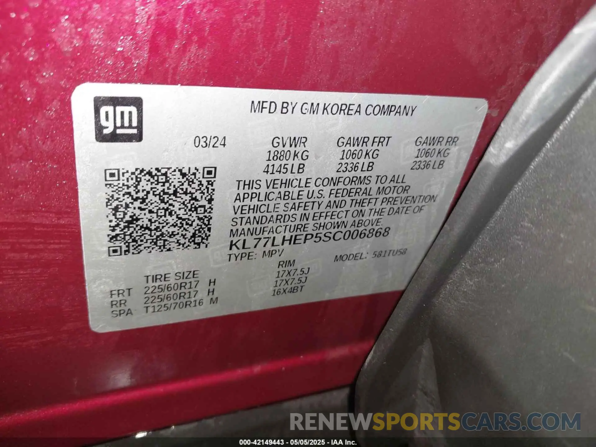 9 Photograph of a damaged car KL77LHEP5SC006868 CHEVROLET TRAX 2025