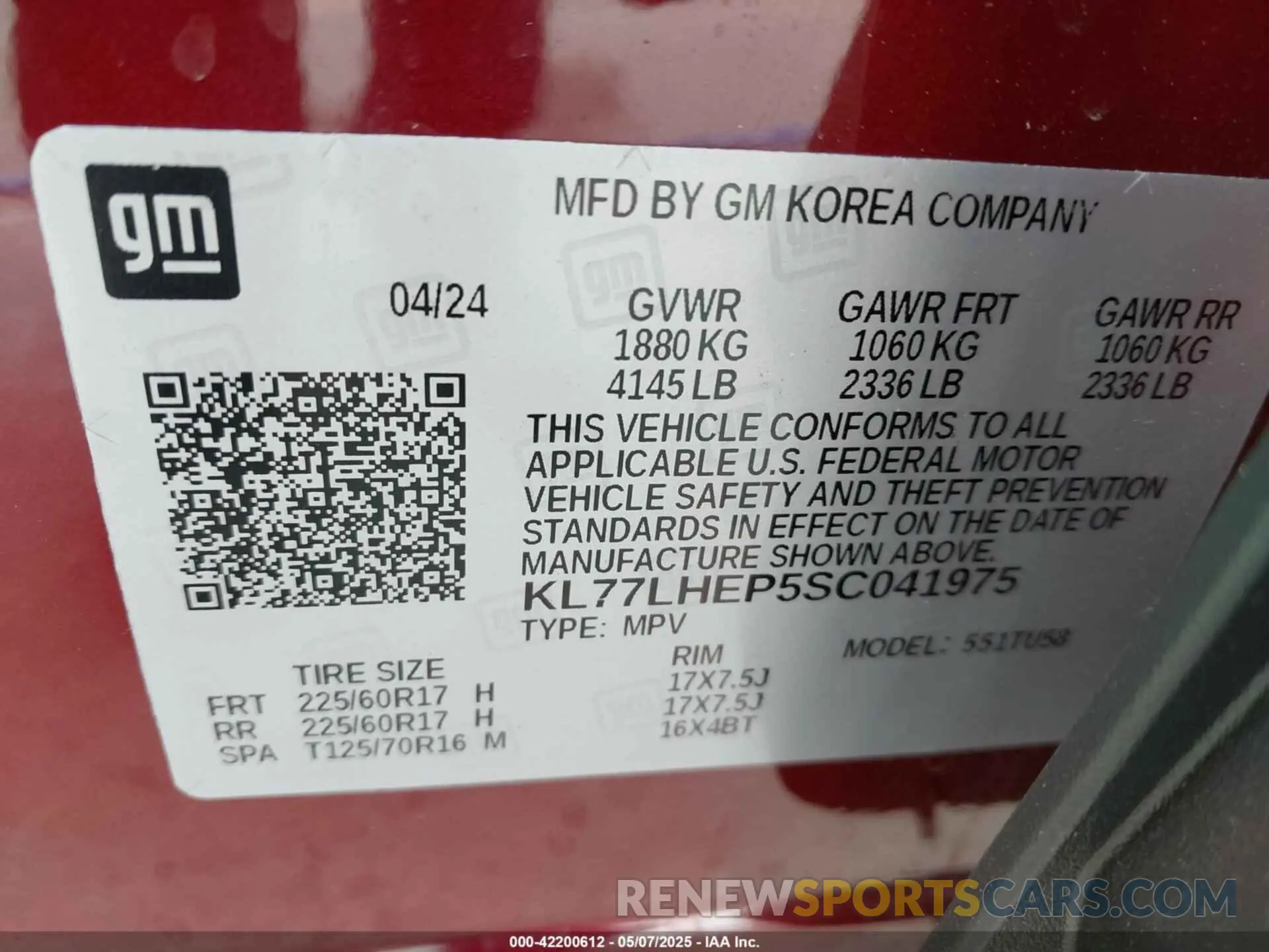 9 Photograph of a damaged car KL77LHEP5SC041975 CHEVROLET TRAX 2025