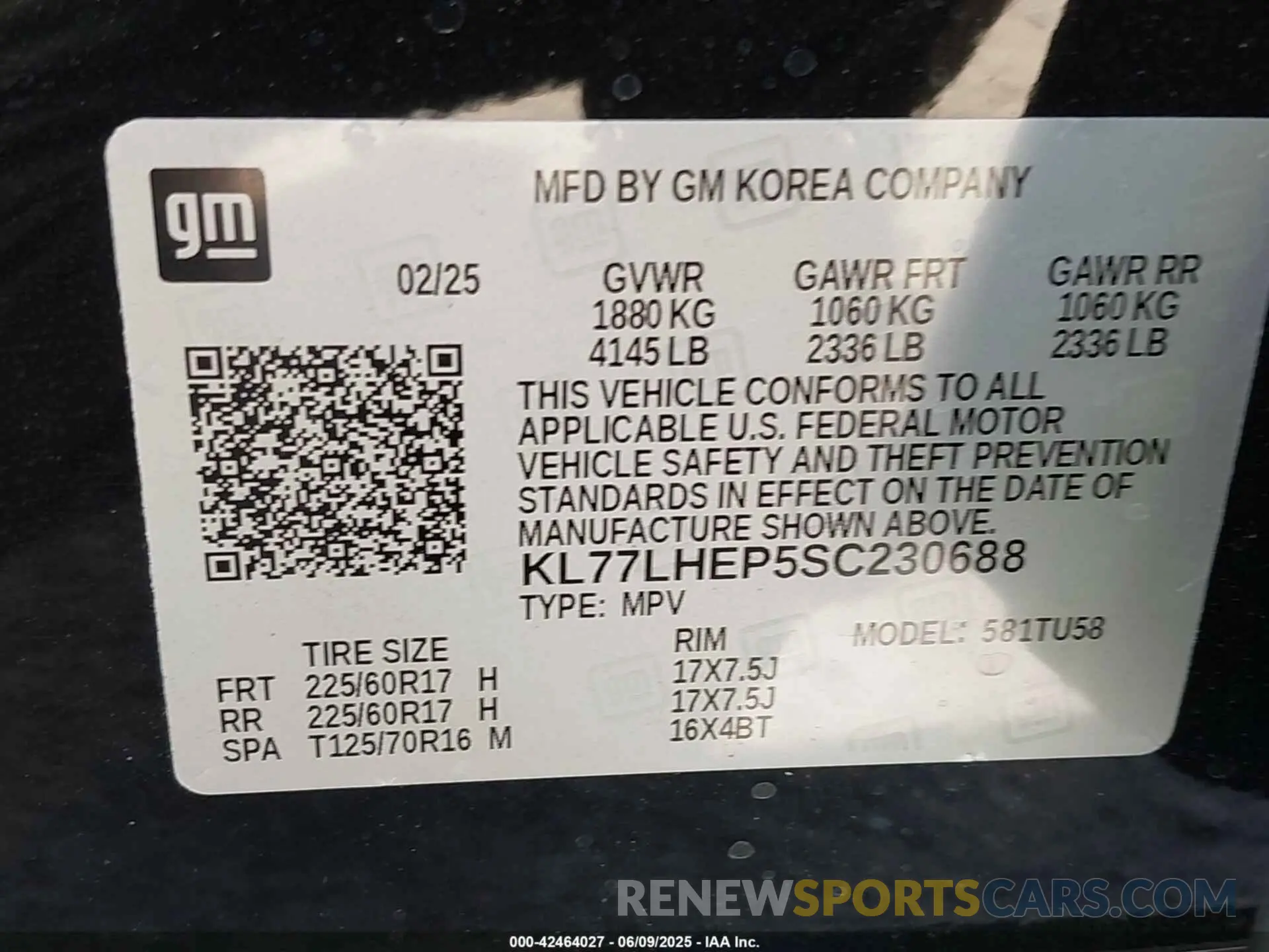 9 Photograph of a damaged car KL77LHEP5SC230688 CHEVROLET TRAX 2025