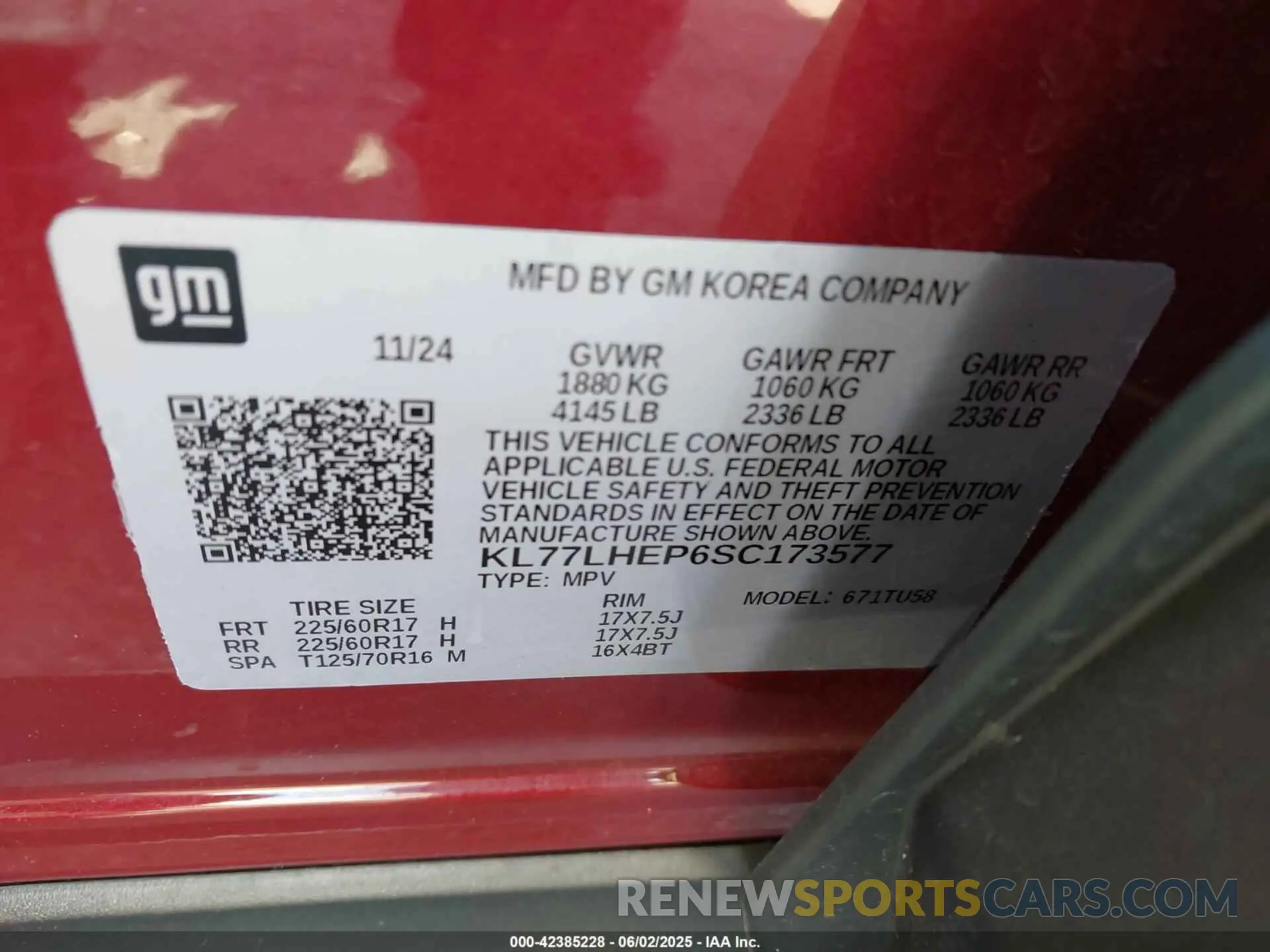 9 Photograph of a damaged car KL77LHEP6SC173577 CHEVROLET TRAX 2025