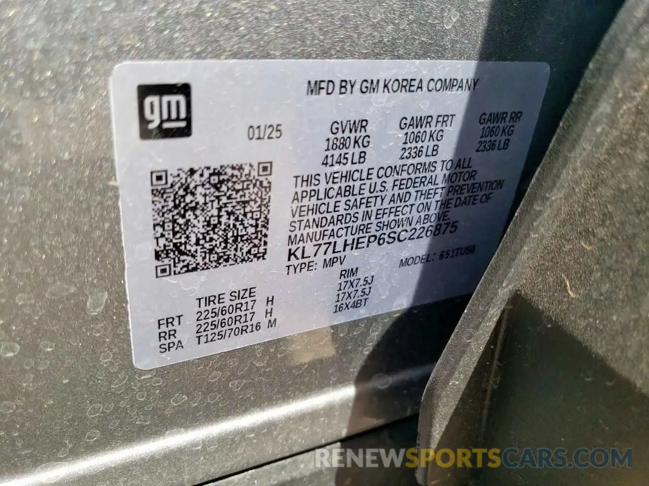 14 Photograph of a damaged car KL77LHEP6SC226875 CHEVROLET TRAX 2025