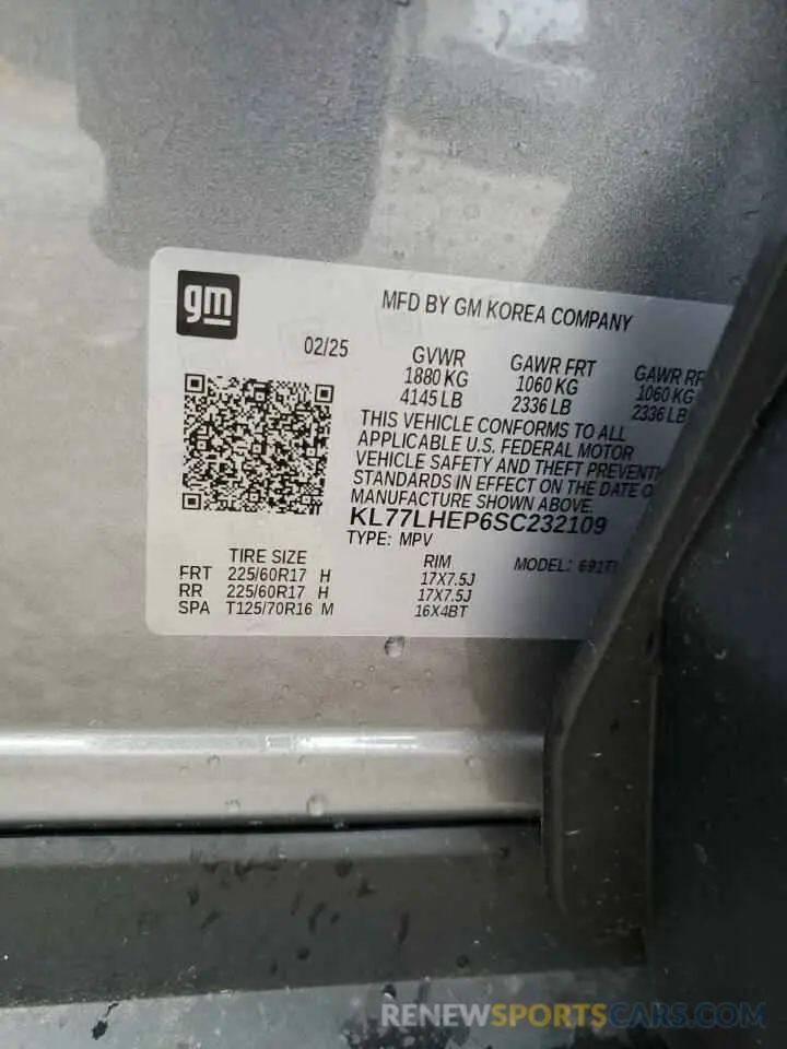 13 Photograph of a damaged car KL77LHEP6SC232109 CHEVROLET TRAX 2025
