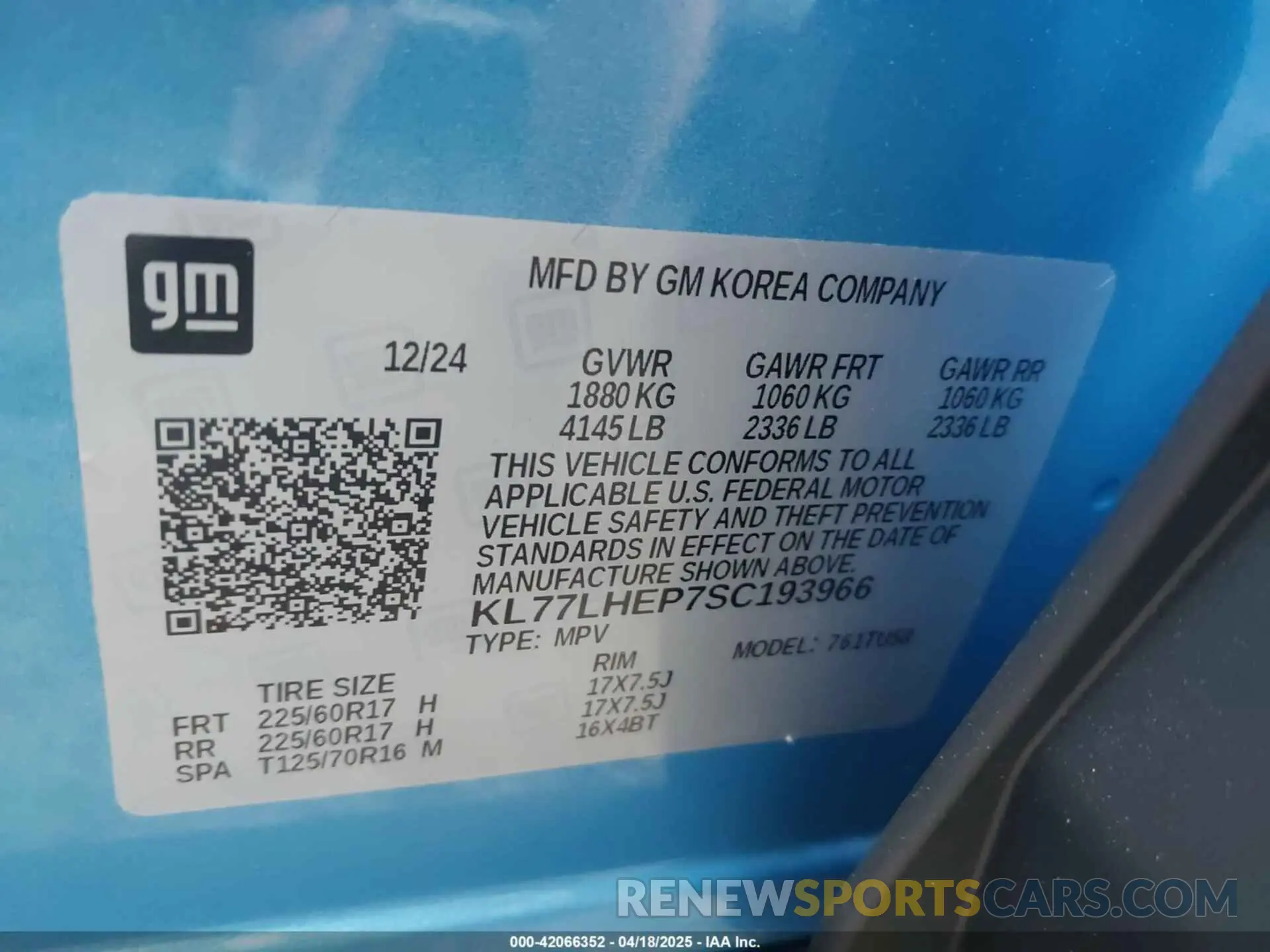 9 Photograph of a damaged car KL77LHEP7SC193966 CHEVROLET TRAX 2025