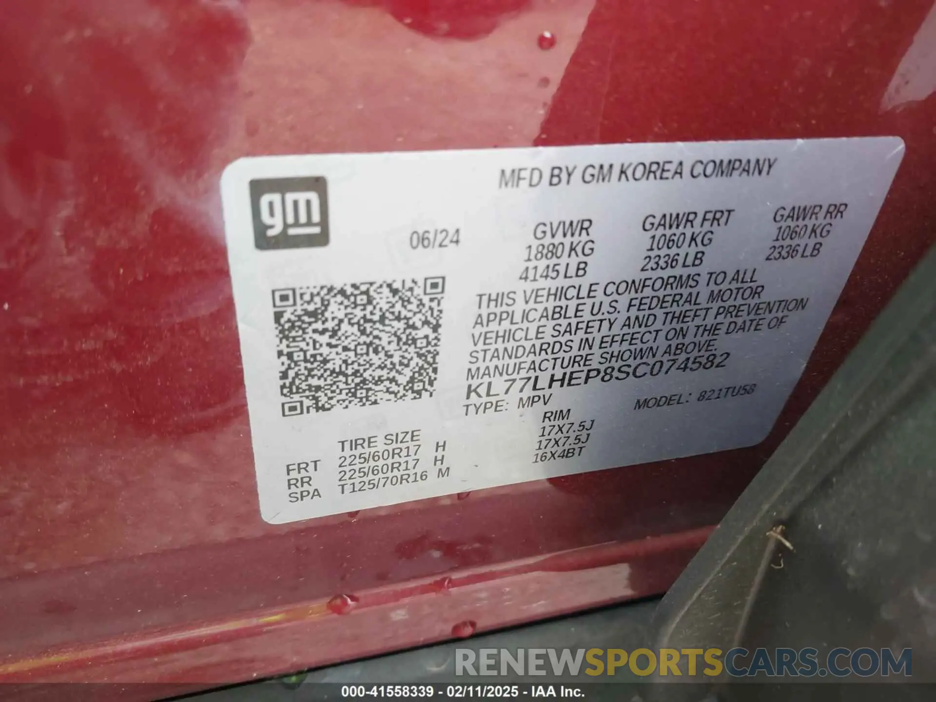 9 Photograph of a damaged car KL77LHEP8SC074582 CHEVROLET TRAX 2025