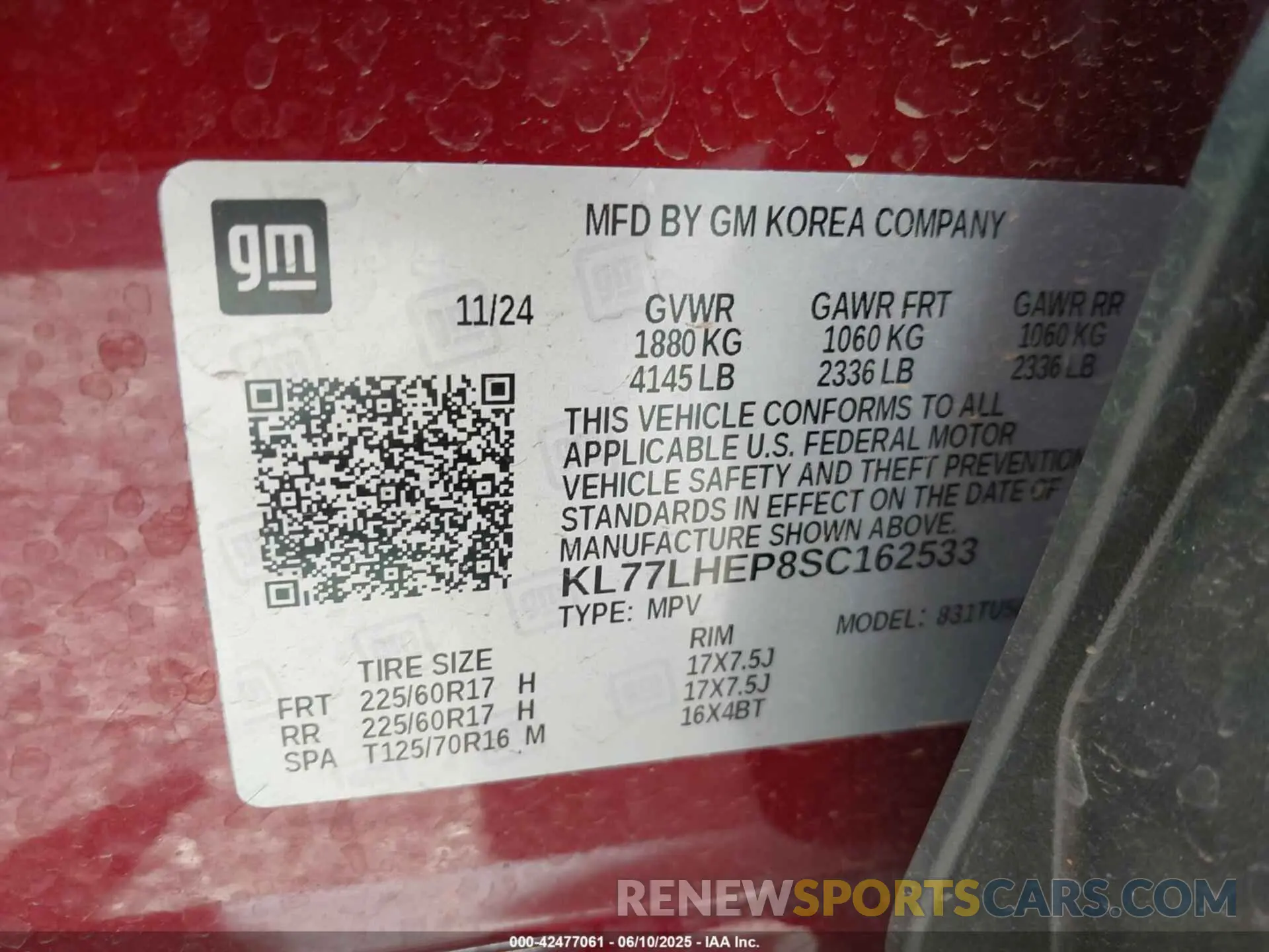 9 Photograph of a damaged car KL77LHEP8SC162533 CHEVROLET TRAX 2025