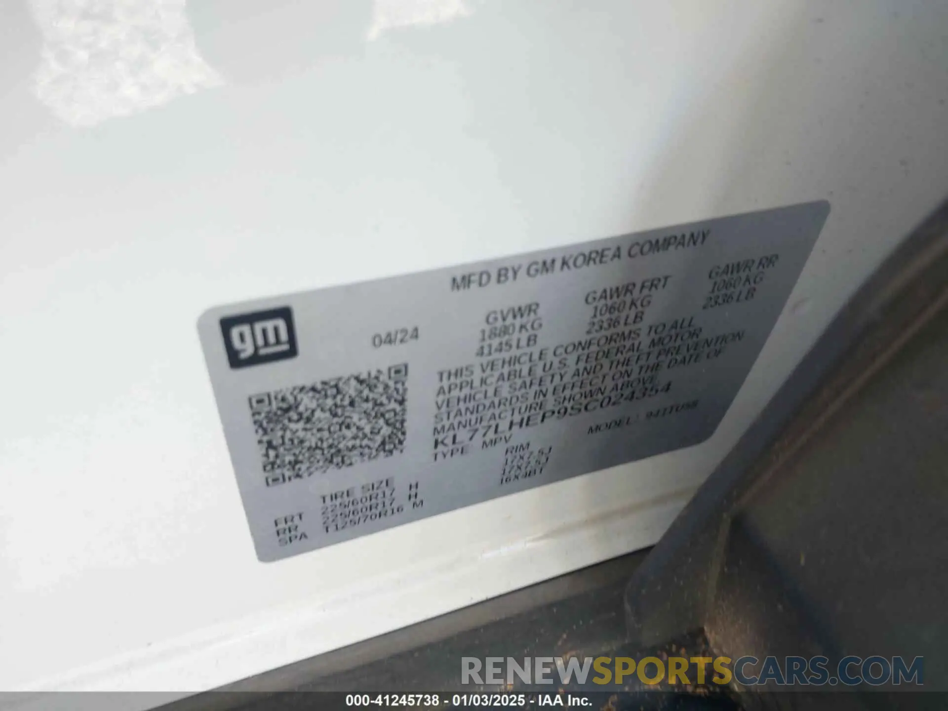 9 Photograph of a damaged car KL77LHEP9SC024354 CHEVROLET TRAX 2025