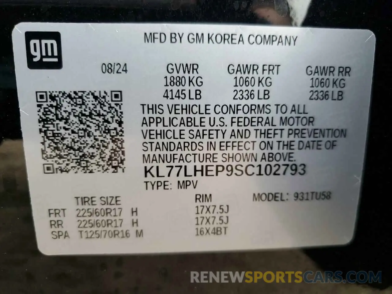 13 Photograph of a damaged car KL77LHEP9SC102793 CHEVROLET TRAX 2025