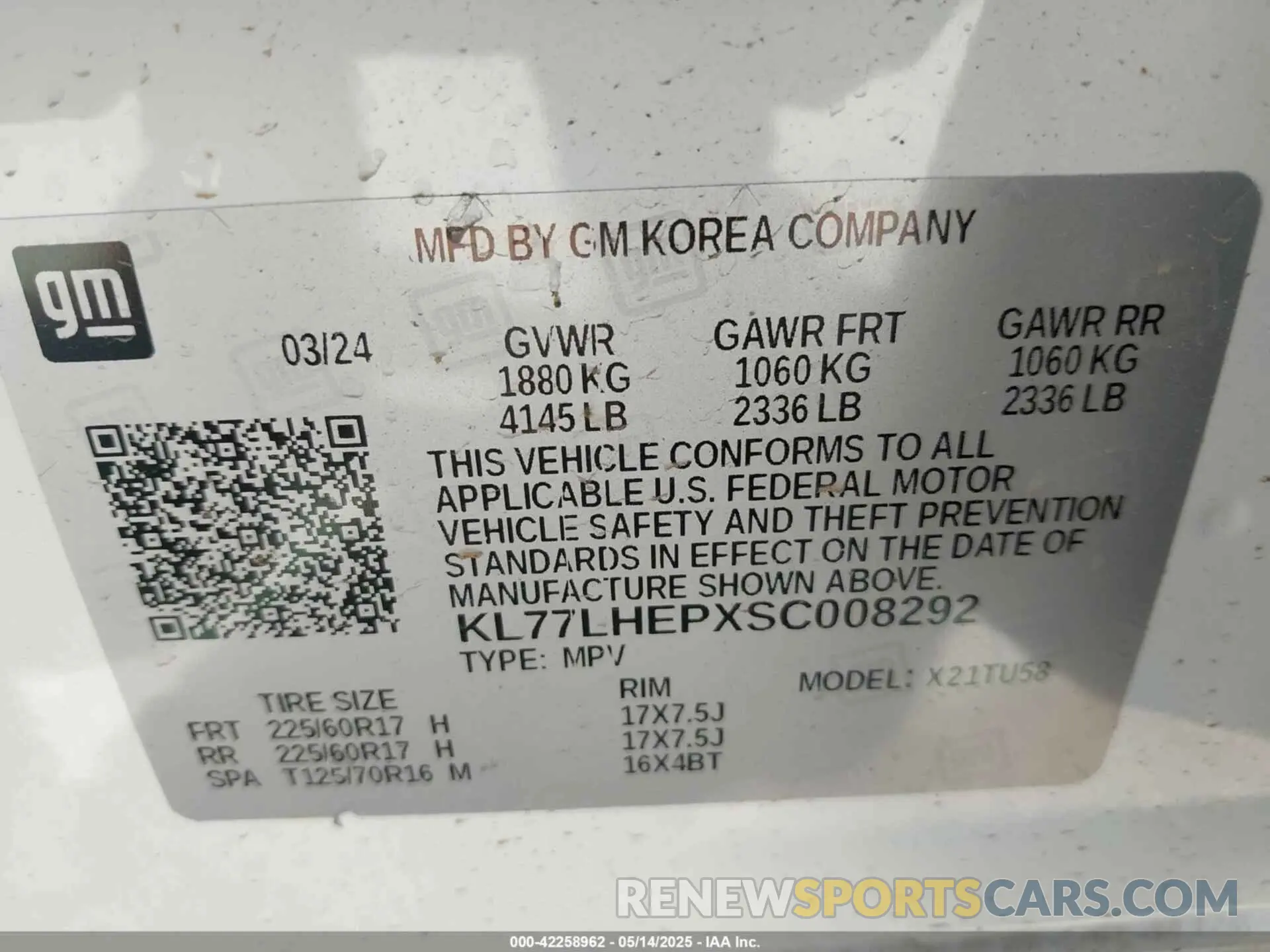 9 Photograph of a damaged car KL77LHEPXSC008292 CHEVROLET TRAX 2025