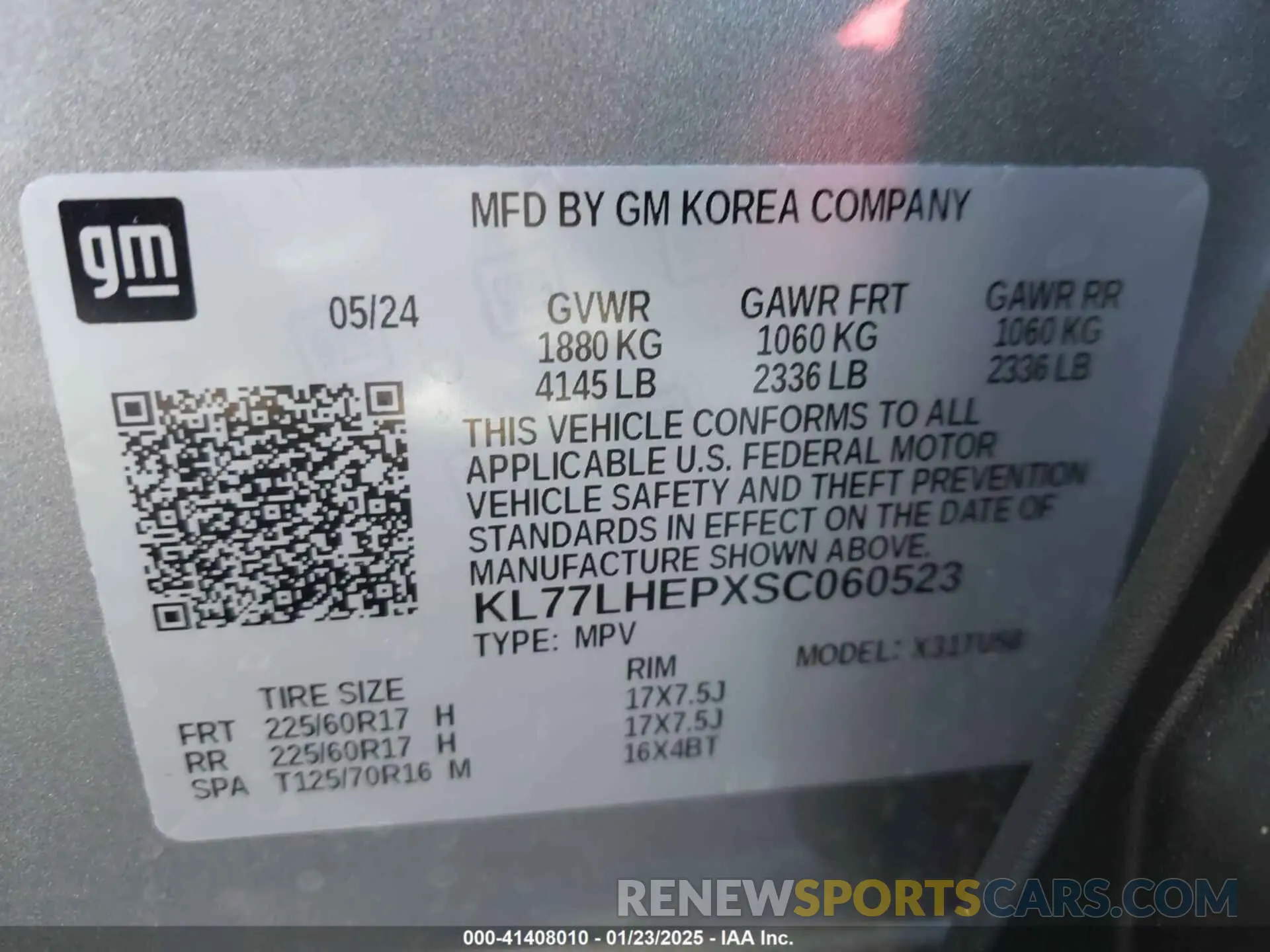 9 Photograph of a damaged car KL77LHEPXSC060523 CHEVROLET TRAX 2025