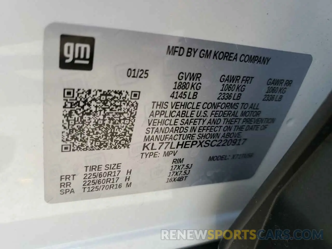 13 Photograph of a damaged car KL77LHEPXSC220917 CHEVROLET TRAX 2025