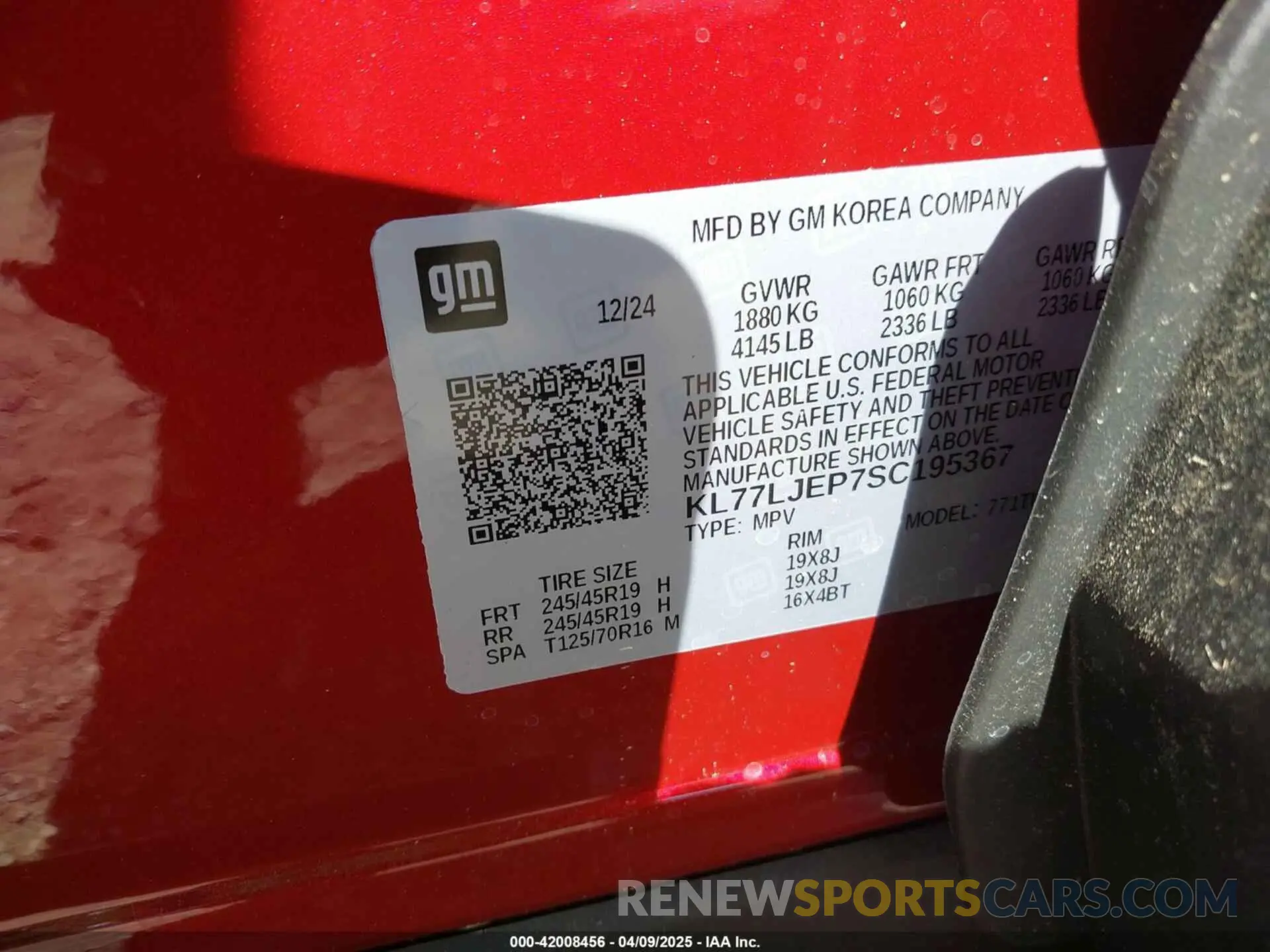 9 Photograph of a damaged car KL77LJEC7SC195367 CHEVROLET TRAX 2025
