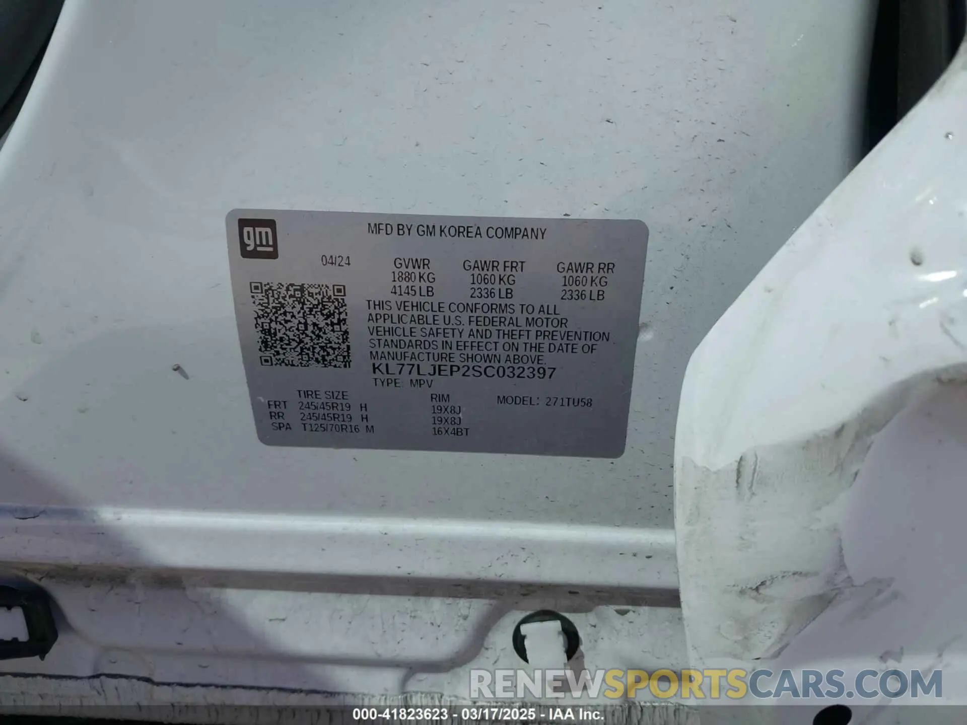 9 Photograph of a damaged car KL77LJEP2SC032397 CHEVROLET TRAX 2025