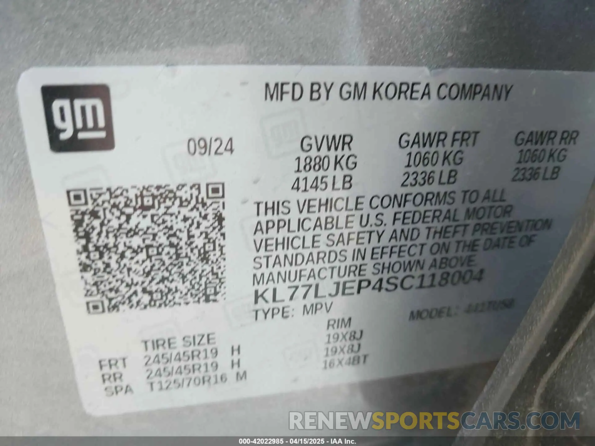 9 Photograph of a damaged car KL77LJEP4SC118004 CHEVROLET TRAX 2025