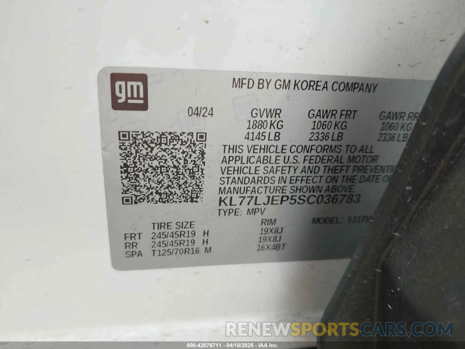 9 Photograph of a damaged car KL77LJEP5SC036783 CHEVROLET TRAX 2025