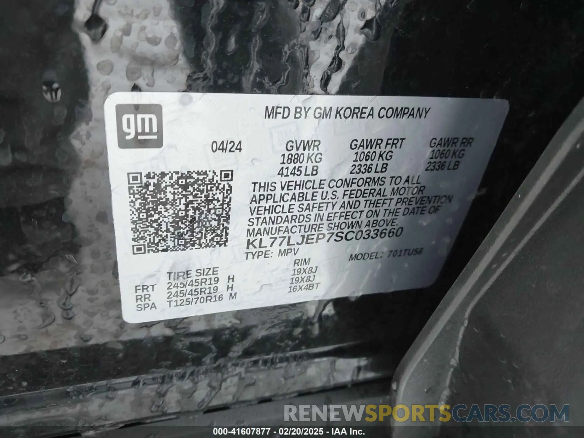 9 Photograph of a damaged car KL77LJEP7SC033660 CHEVROLET TRAX 2025
