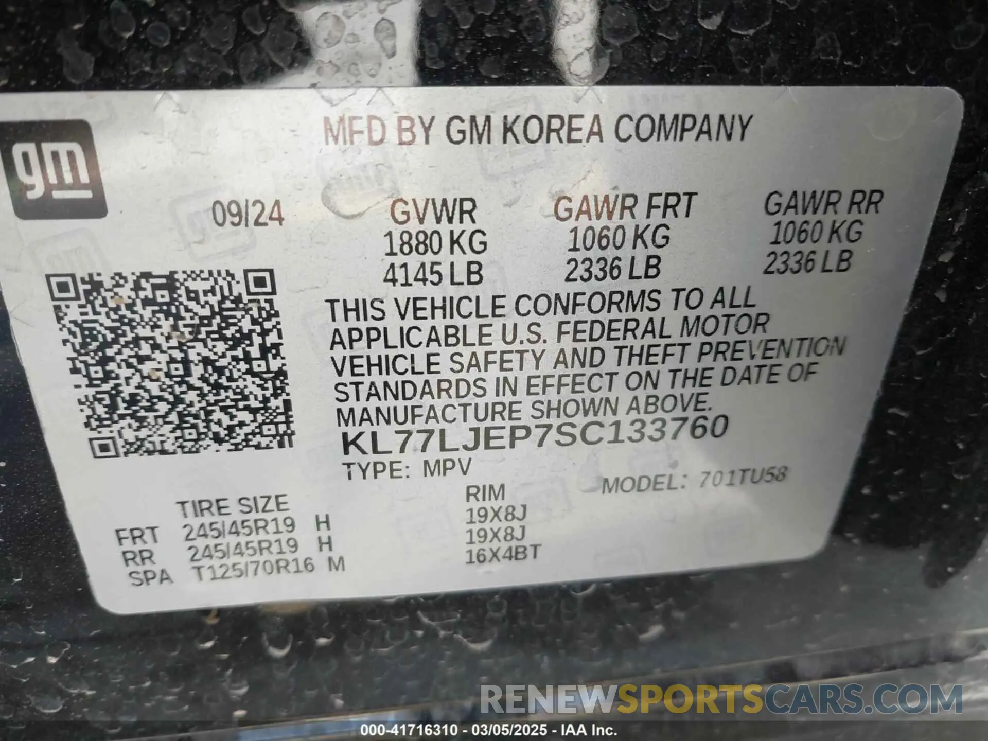 9 Photograph of a damaged car KL77LJEP7SC133760 CHEVROLET TRAX 2025