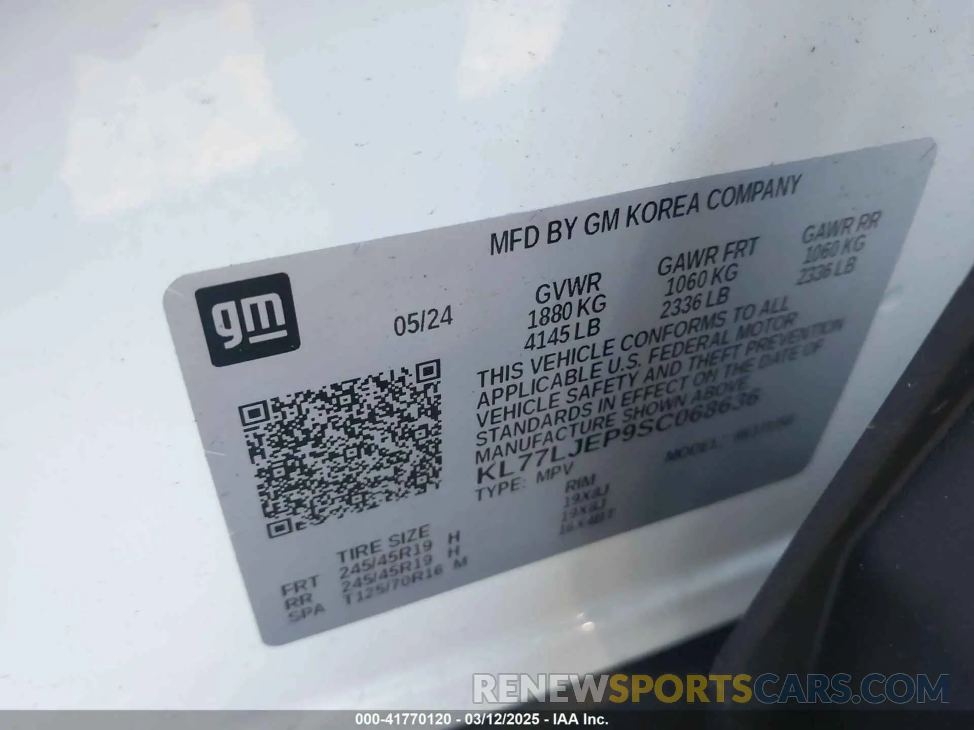 9 Photograph of a damaged car KL77LJEP9SC068636 CHEVROLET TRAX 2025