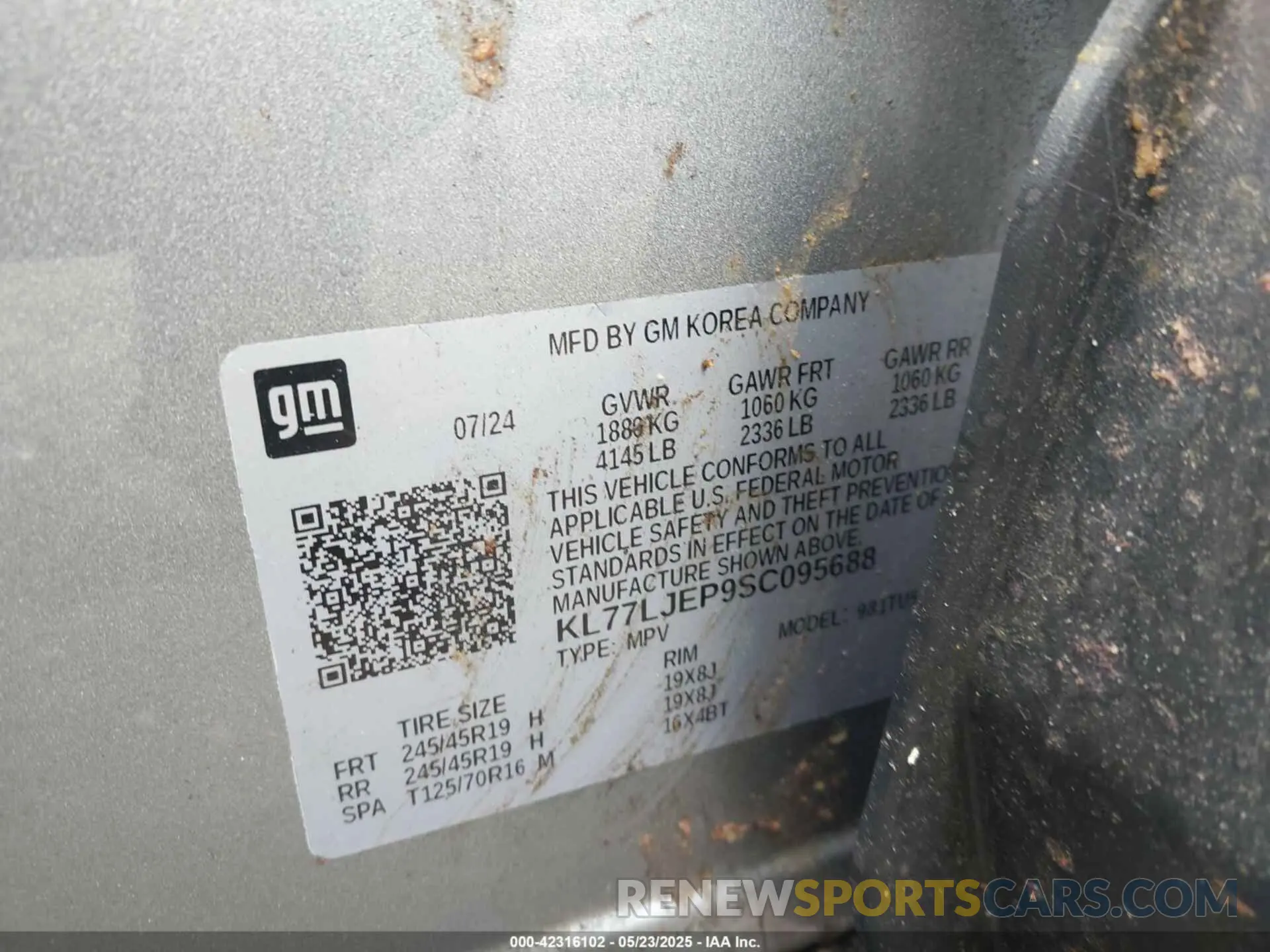9 Photograph of a damaged car KL77LJEP9SC095688 CHEVROLET TRAX 2025