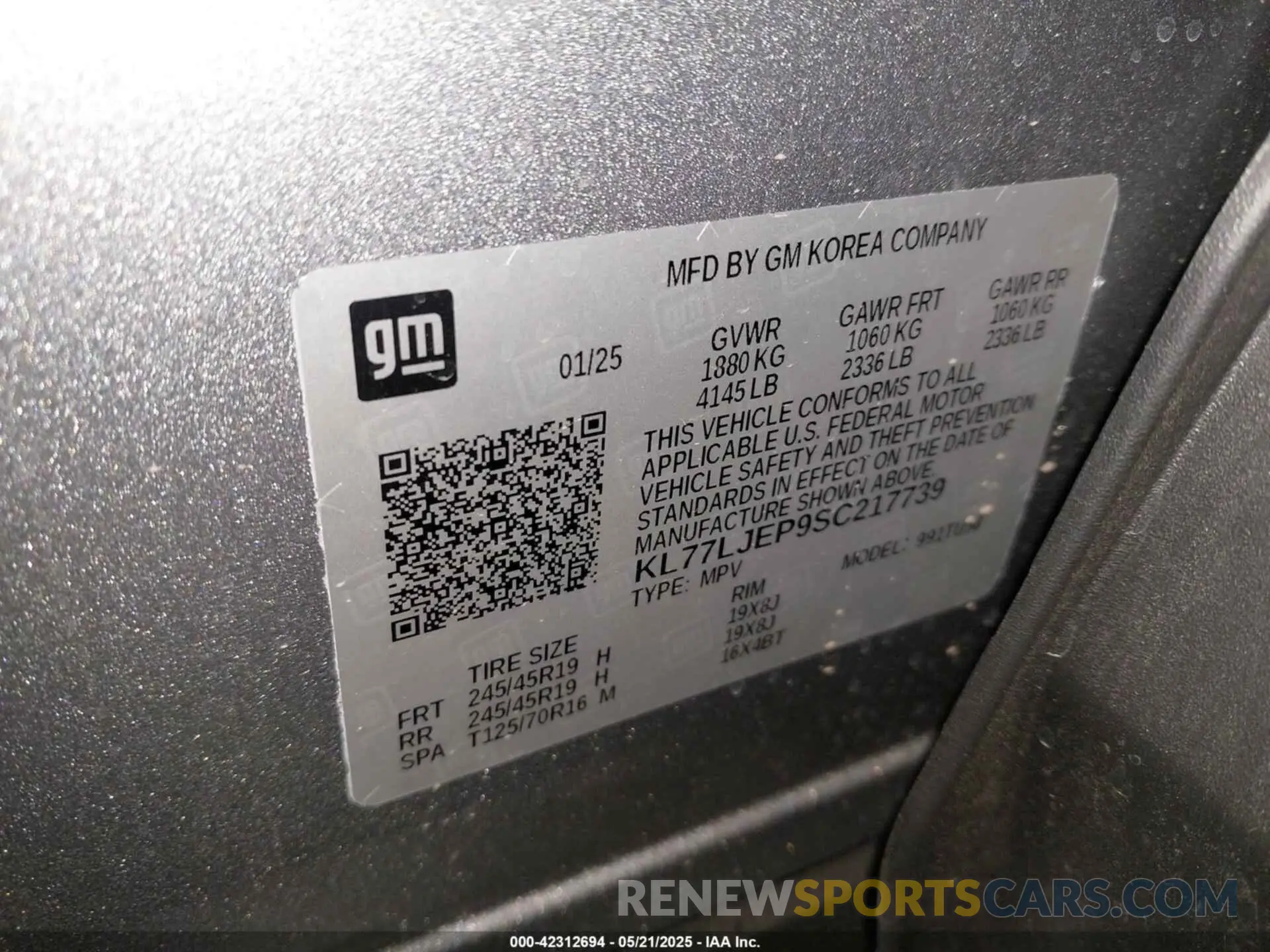 9 Photograph of a damaged car KL77LJEP9SC217739 CHEVROLET TRAX 2025